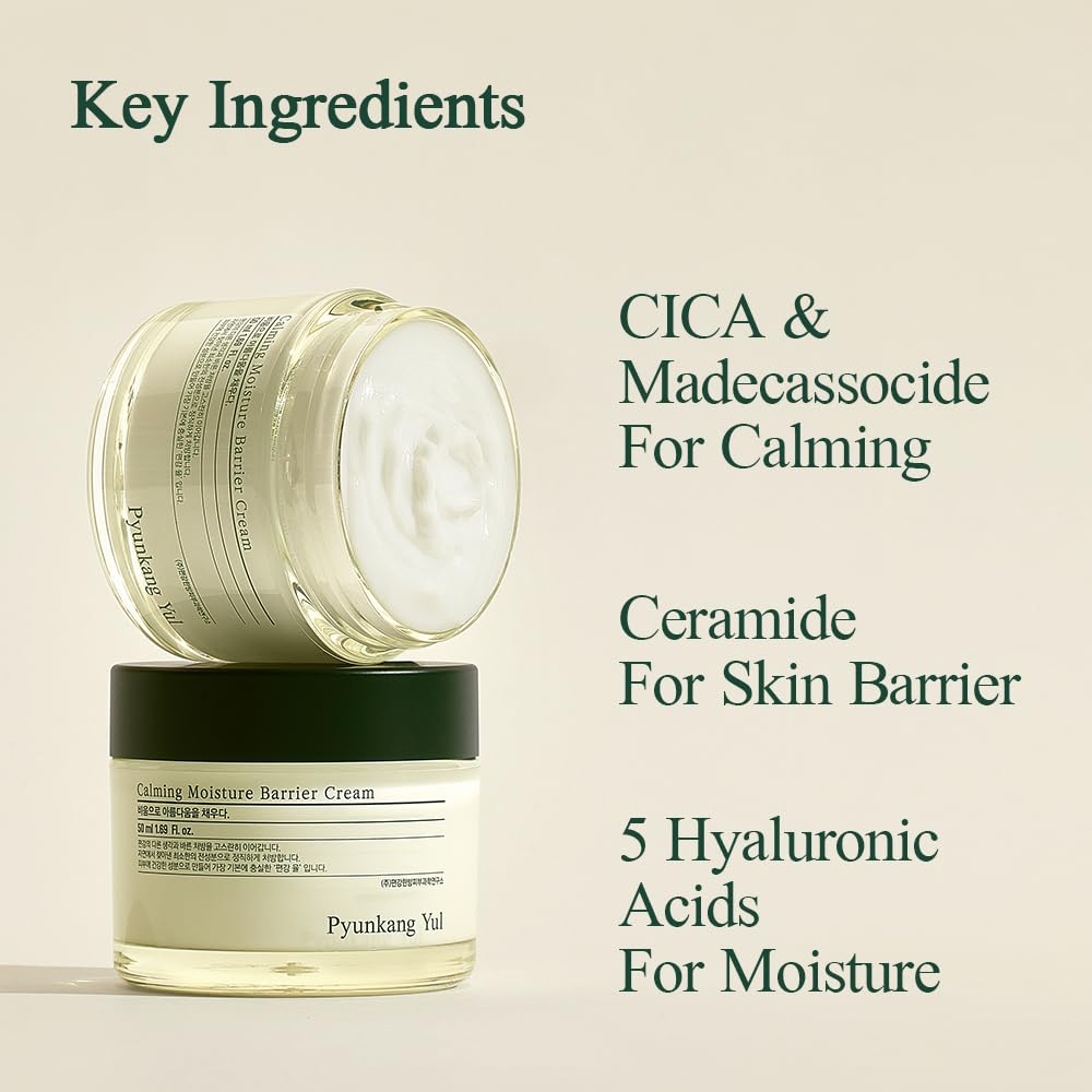 Pyunkang Yul [PKY Calming Moisture Barrier Cream Instantly Soothes Sensitive Skin, Hyaluronic Acid & Ceramide for Hydration, Vegan, Korean Skincare (1.69 Fl. Oz, 50ml)