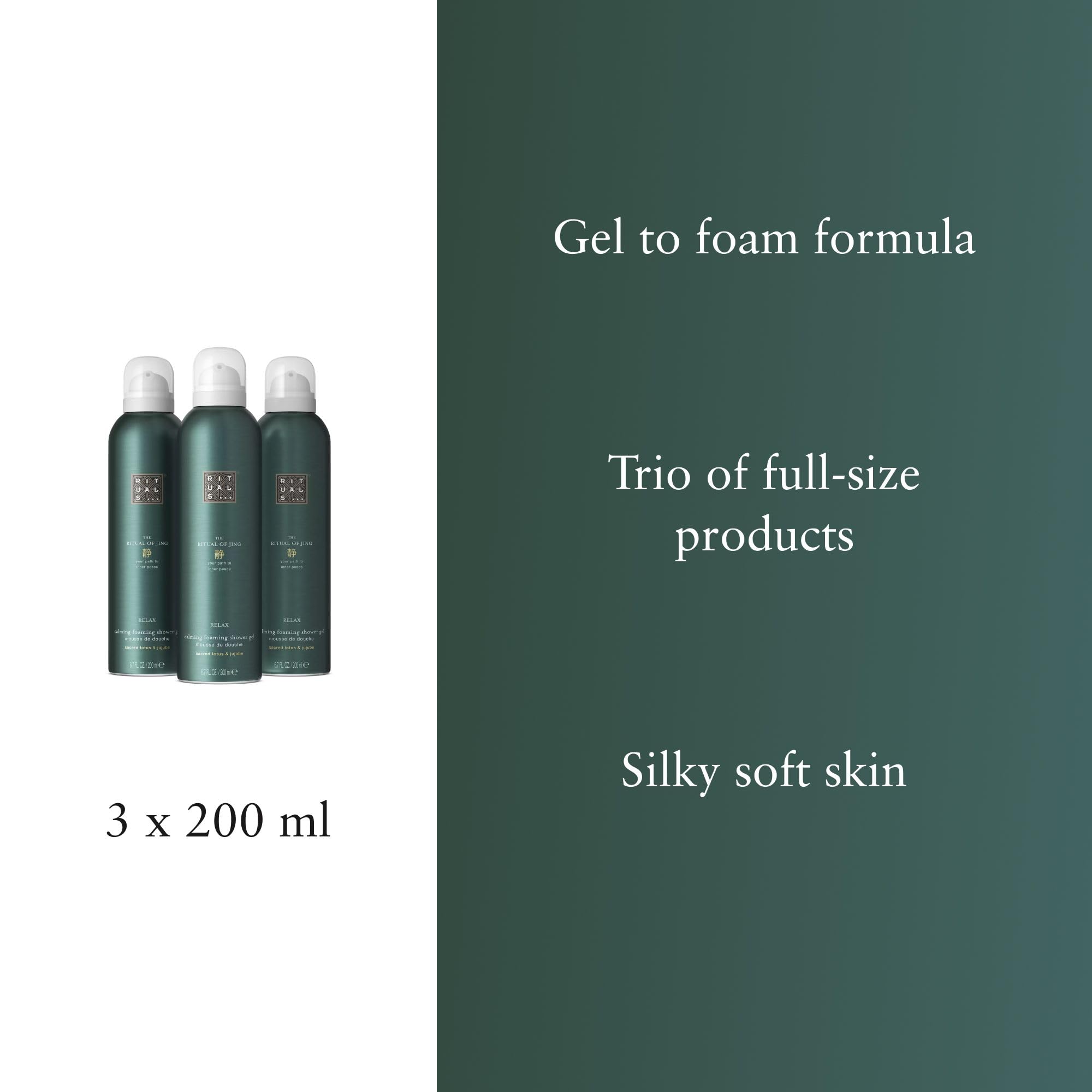 RITUALS Shower Foam The Ritual of Jing, value pack - Gel with Lotus Flower and Jujube, Calming Foaming Gel, 3 x 200ml