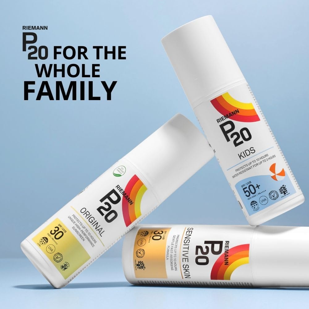 Riemann P20 Sun cream/lotion for Kids (+1 yr) SPF50+. All day long, Once a day, Hydrating, Absorbs Fast, Long lasting, 5*UVA & UVB, protects up to 10hrs, water resistant up to 3hrs, no Octocrylene.