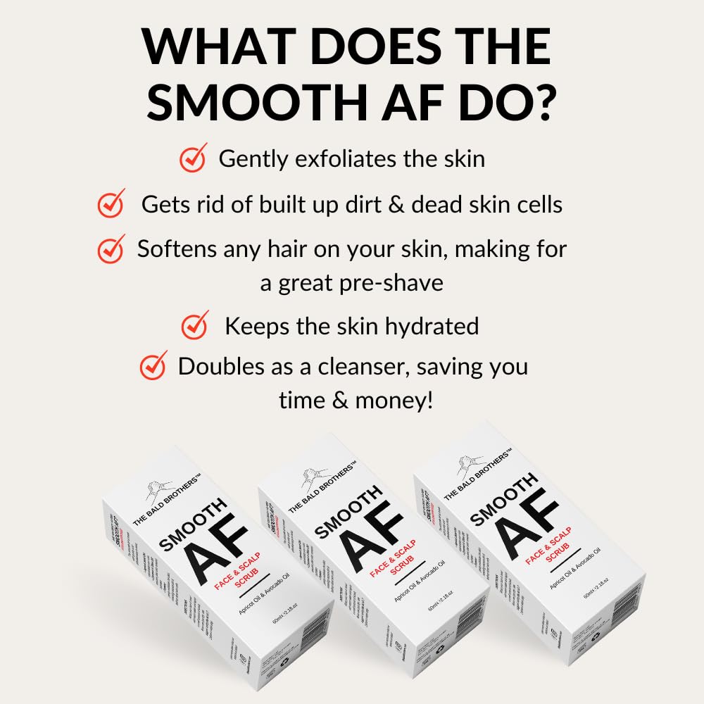 The Bald Brothers Bald Head Care Set | Complete Natural Bald Head Care | Daily Skincare Set For Men | Cleanse, Exfoliate & Moisturise | 60-90 Day Supply