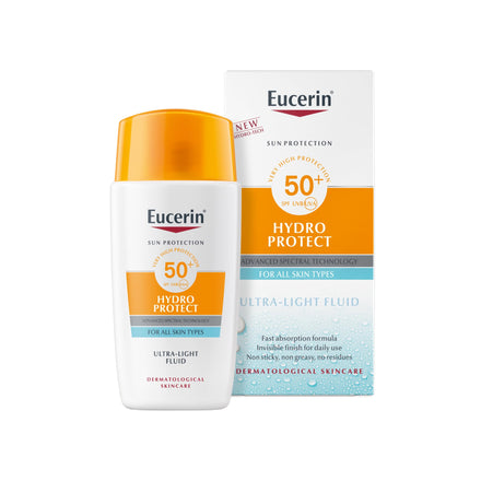 Eucerin Sun Face Hydro Protect Ultra-Light Fluid SPF 50+ 50ml, Facial Sunscreen with Non-Greasy Finish, Fast-Absorbing and Ultra Broad Spectrum Face Sun Cream