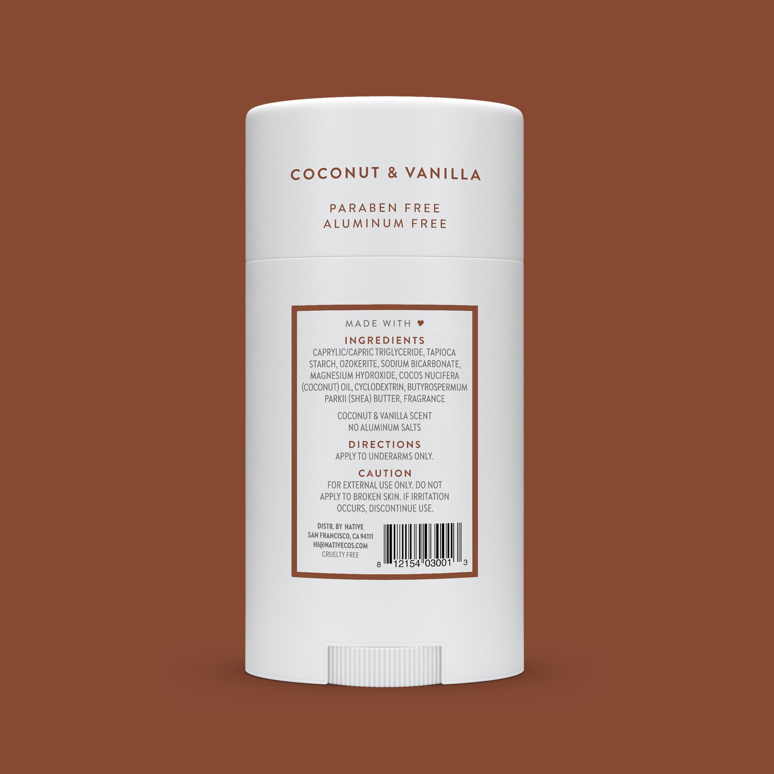 Native Deodorant Womens & Men – Alcohol & Aluminium Free - Coconut & Vanilla Scent - Naturally Derived with Shea Butter, Coconut Oil & Baking Soda - 72 Hour Odor Control (75ml)