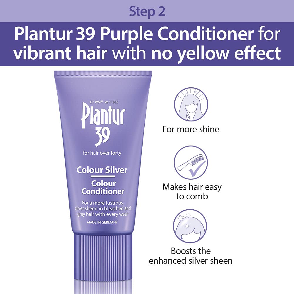 Plantur 39 Purple Shampoo and Conditioner Set | Enhanced Silver Sheen for Bleached and Grey Hair | Prevents and Reduces Hair Loss and Supports Hair Growth | 1x Shampoo 250ml | 1x Conditioner 150ml