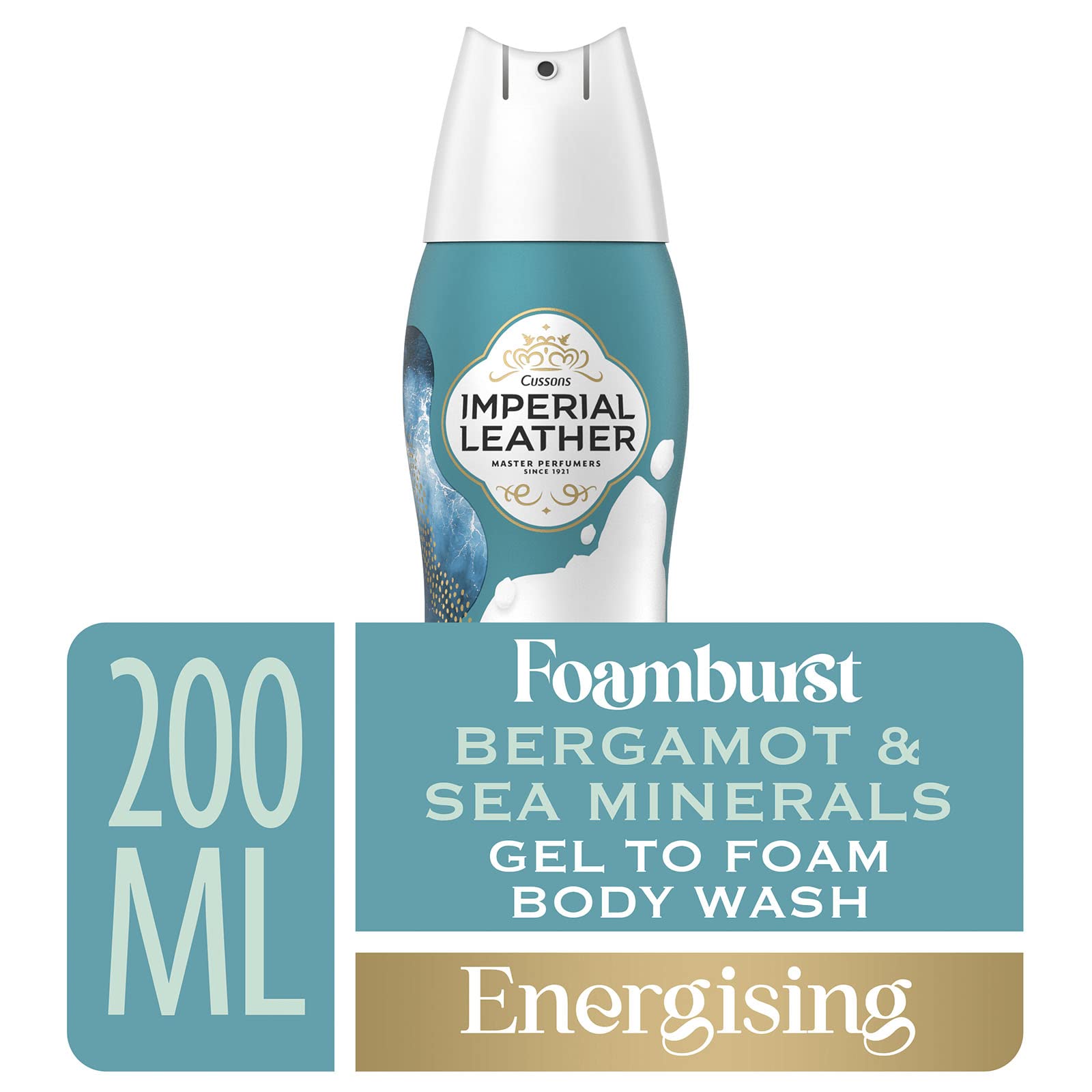 Imperial Leather Foamburst Energising Shower Gel, Bergamot & Sea Minerals Body Wash, Luxurious Foam Lather, Gentle Skin Care, Bulk Buy, Pack of 6 x 200ml