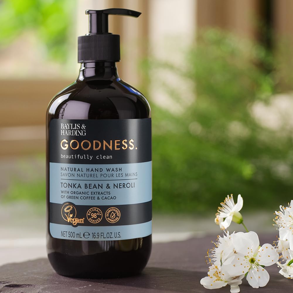 Baylis & Harding Goodness Tonka Bean & Neroli Hand Wash 500 ml (Pack of 3) - Vegan Friendly
