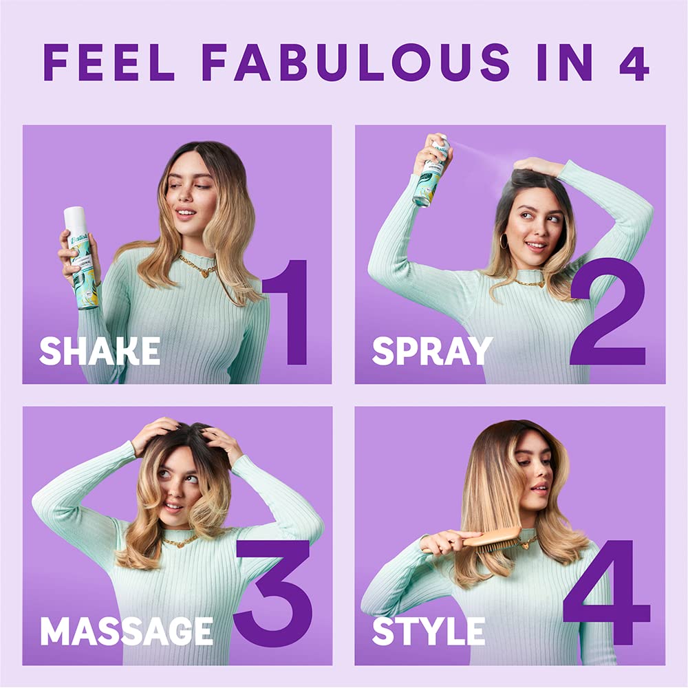 Batiste Dry Shampoo Original, Fresh & Clean Fragrance, No Rinse Sprays to Refresh Hair in Between Washes – 6 x 200ml Multi Pack