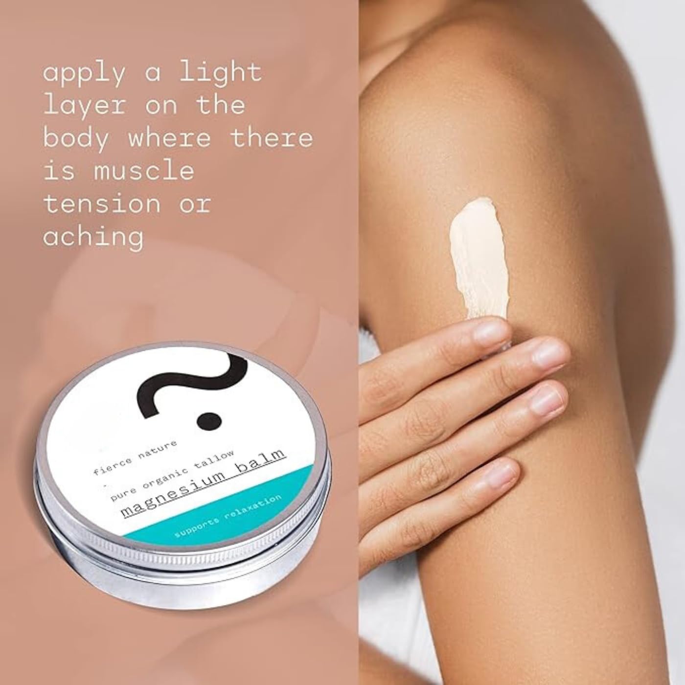 Fierce Nature Magnesium Tallow Balm โ Natural Body Balm for Muscle Aches, Strains, and Relaxation โ Organic Sleep Support Cream โ Unscented,100g