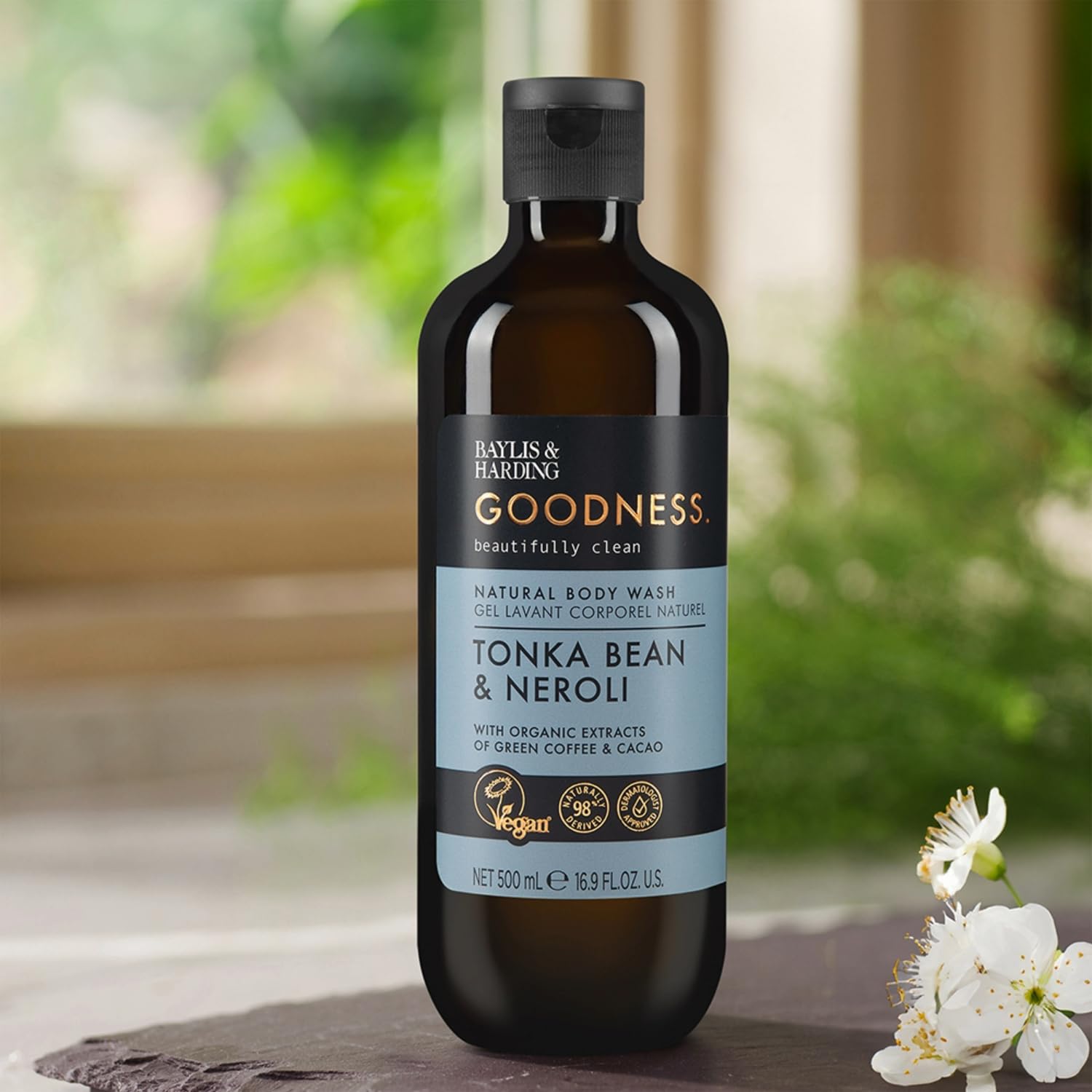 Baylis & Harding Goodness Tonka Bean & Neroli Body Wash, 500 ml (Pack of 3) - Vegan Friendly