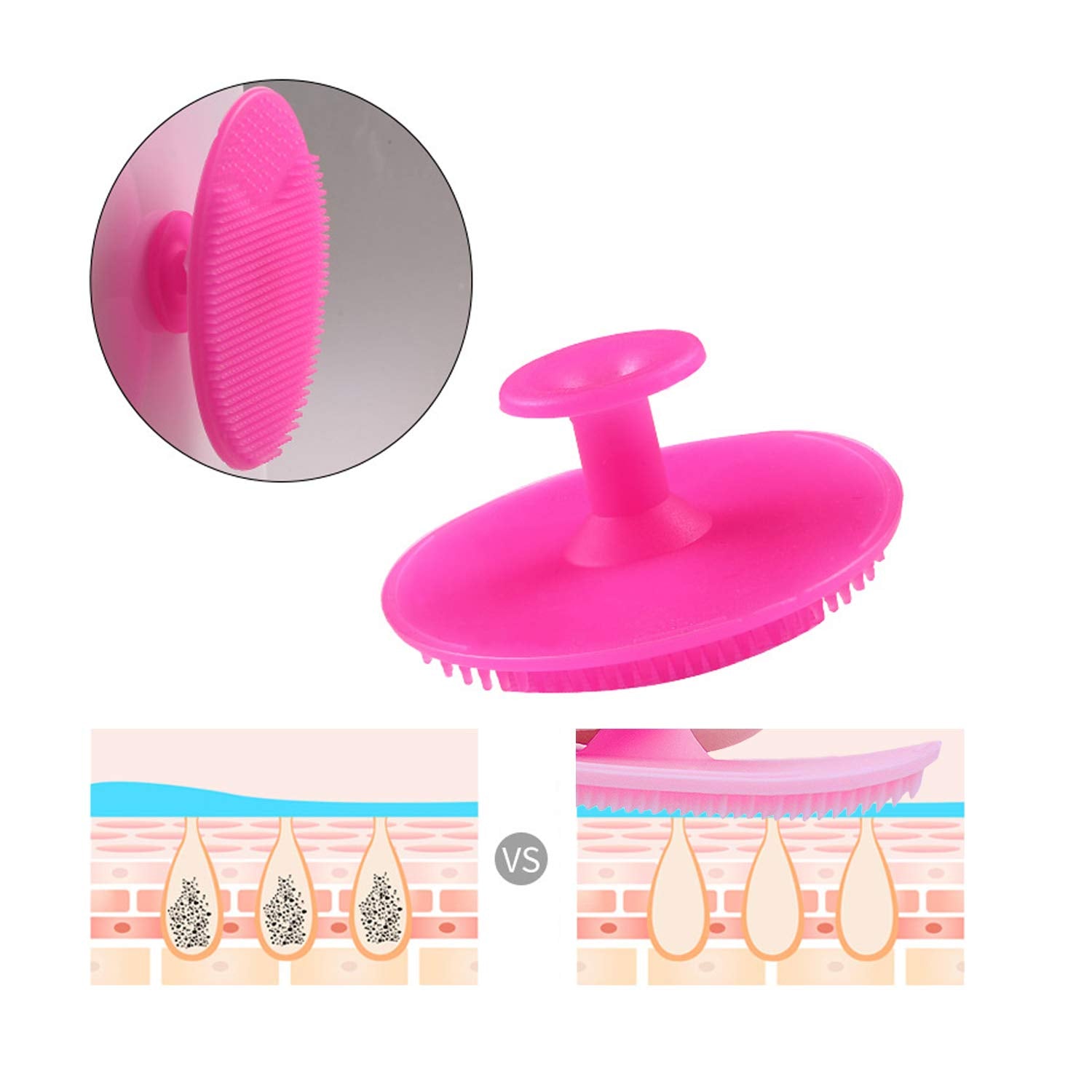 OBSCYON 4 Pcs Manual Silicone Face Scrubber Facial Cleansing Brush,1 Pcs Silicone Exfoliating Lip Brush Nose Cleaning Brush and 1 Pcs Face Mask Brush for Facial Skin Care