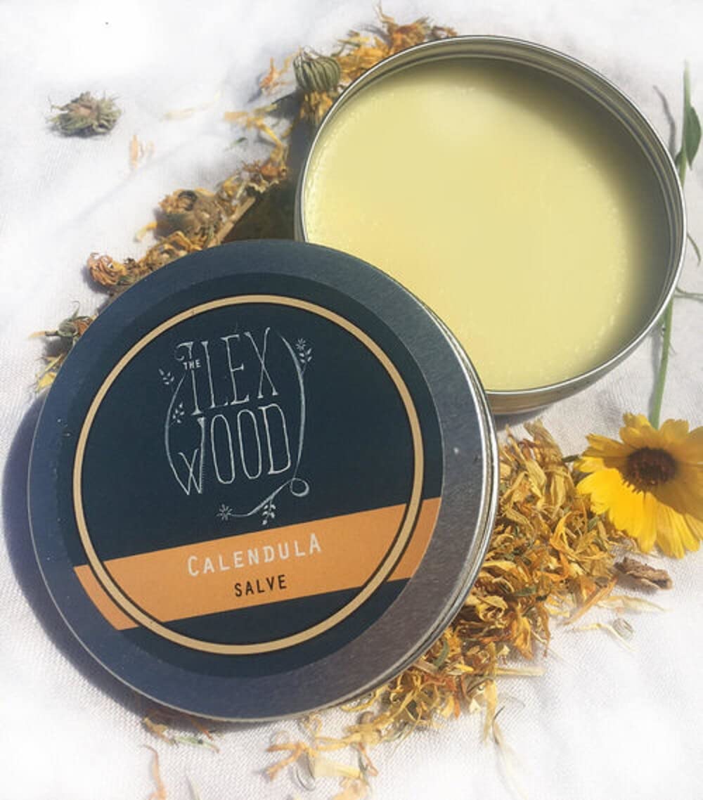 The Ilex Wood - Calendula Salve - all natural balm, soothes rashes, itching, dry skin, eczema, hand cream for women and men, cruelty free, plastic free - 3.38 fl oz (100ml)