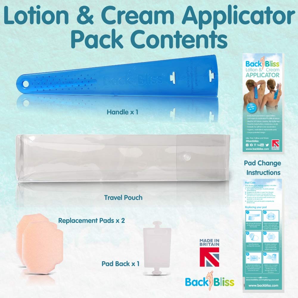 BackBliss Easy Reach Back Lotion Applicator for Men and Women - Made in Britain Blue