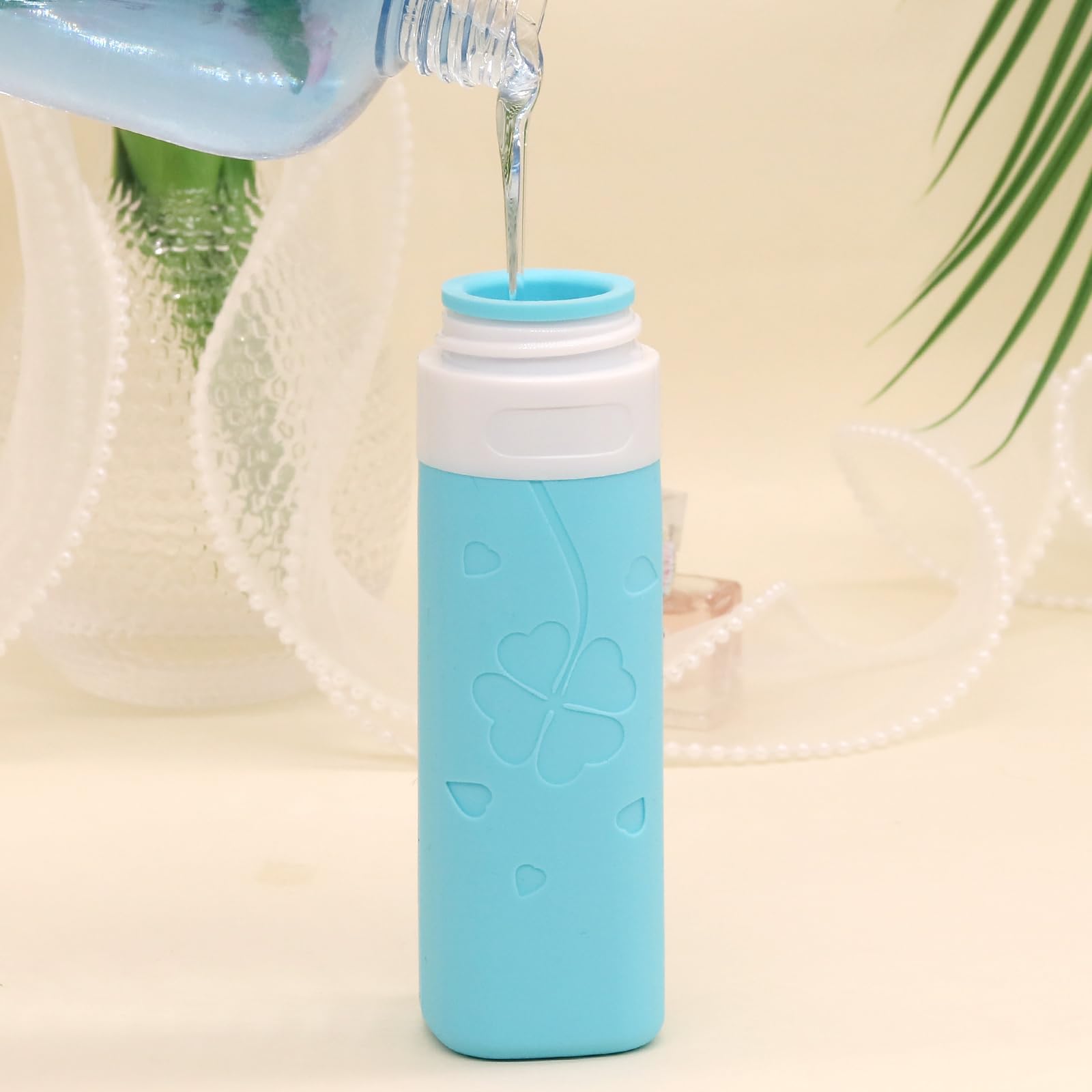 SAHMVER 12 Pcs Travel Bottles for Toiletries, Travel Size Containers with Cream Jars, Airplane Travel Essentials Leak Proof Silicone Squeezable Travel Accessories for Shampoo Conditioner Lotion Cream