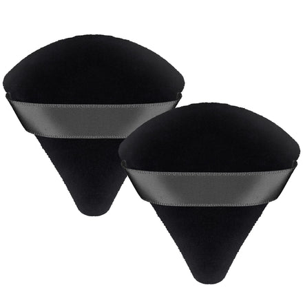 Patelai 2 Pcs Powder Puff Makeup Puff Triangle Soft Sponge Reusable Triangle Sponges with Strap for Loose Powder Cosmetic Foundation Wet Dry Makeup(Black)