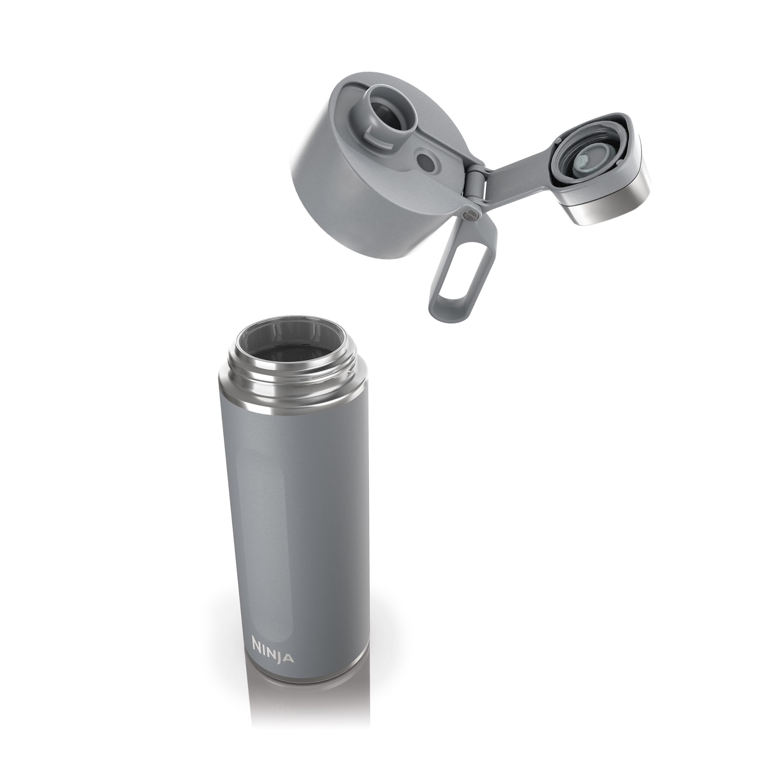 Ninja Thirsti Water Bottle and Flask 700 ML with Leak-Proof Lid, Designed for Carbonated, Hot & Cold Drinks, Ideal for Travel & Sports, Triple Insulated, Stainless Steel Bottle, Grey, DW2401EUUKGY