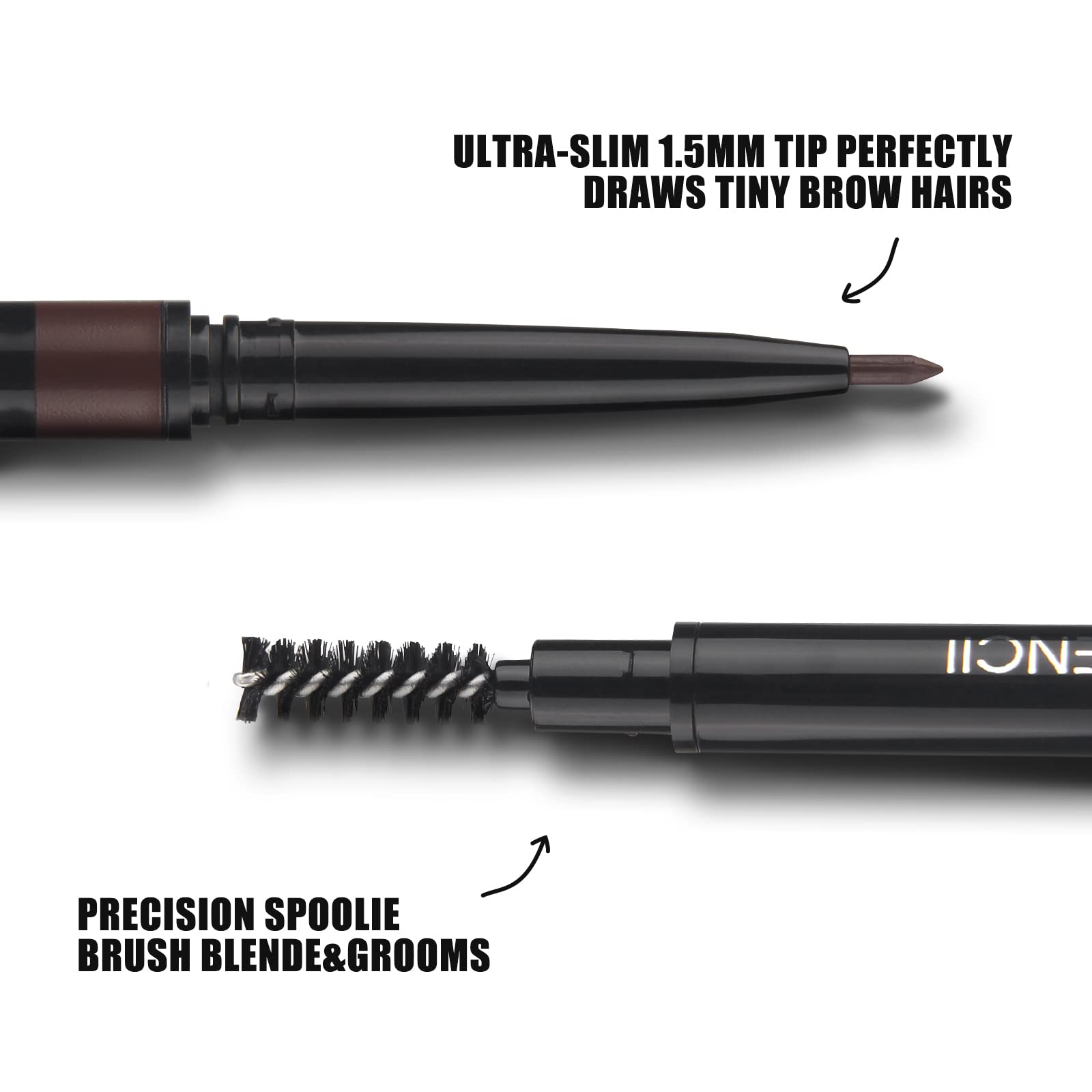 Eyebrow Pencil,Ultrafine Tip,Eyebrow Pencil Waterproof And Long-Lasting,Eyebrow Pen Dual-Sided,Shapes, Defines,With Eyebrow Brush(103#Dark Brown)