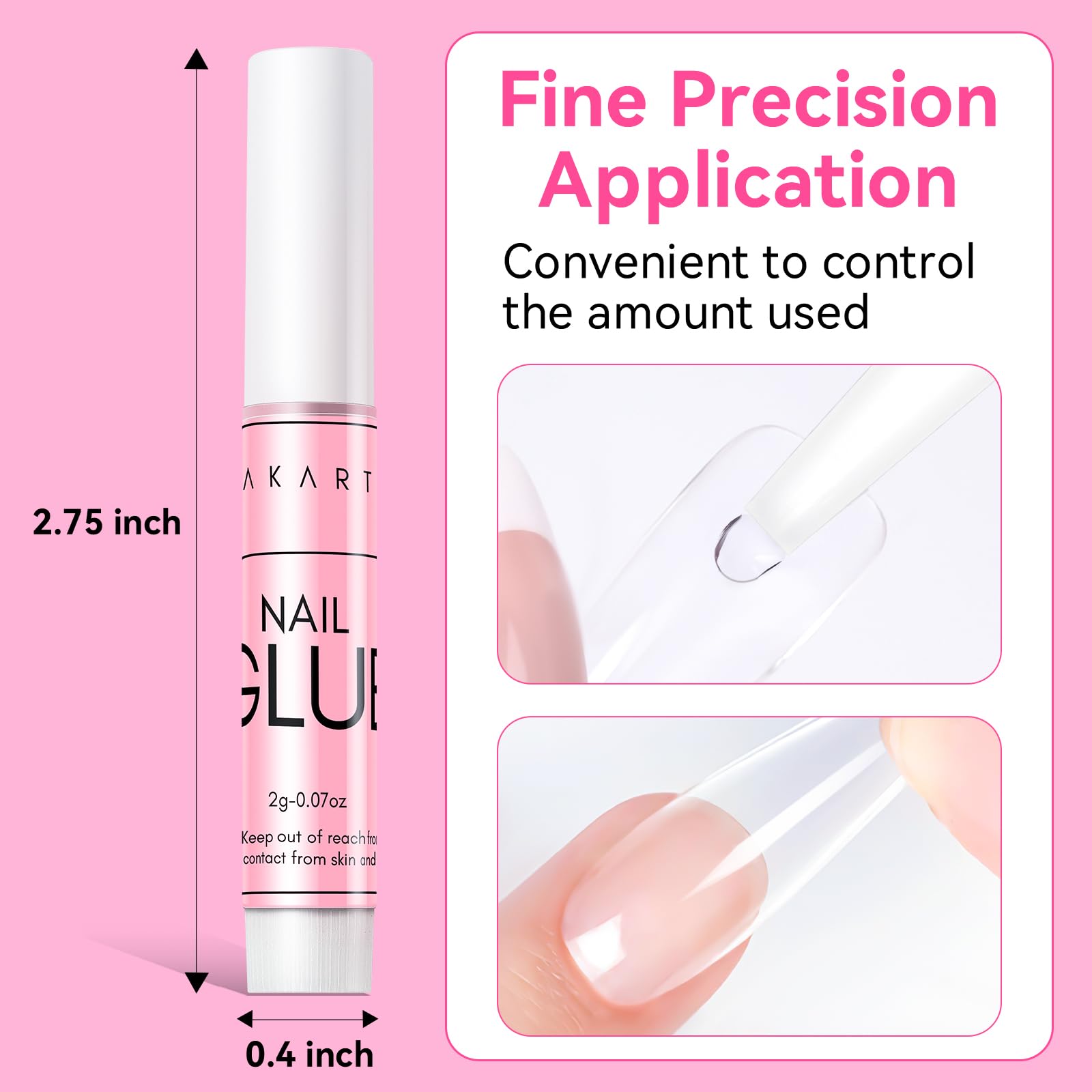 Makartt Super Strong Nail Glue for Press On Nails- Acrylic Nails Nail Tips Glue for Stick On Nails Long Lasting Nail Glue for Fake Nails Broken Nails Repair Professional Nail Adhesive Bond 0.07oz 5Pcs