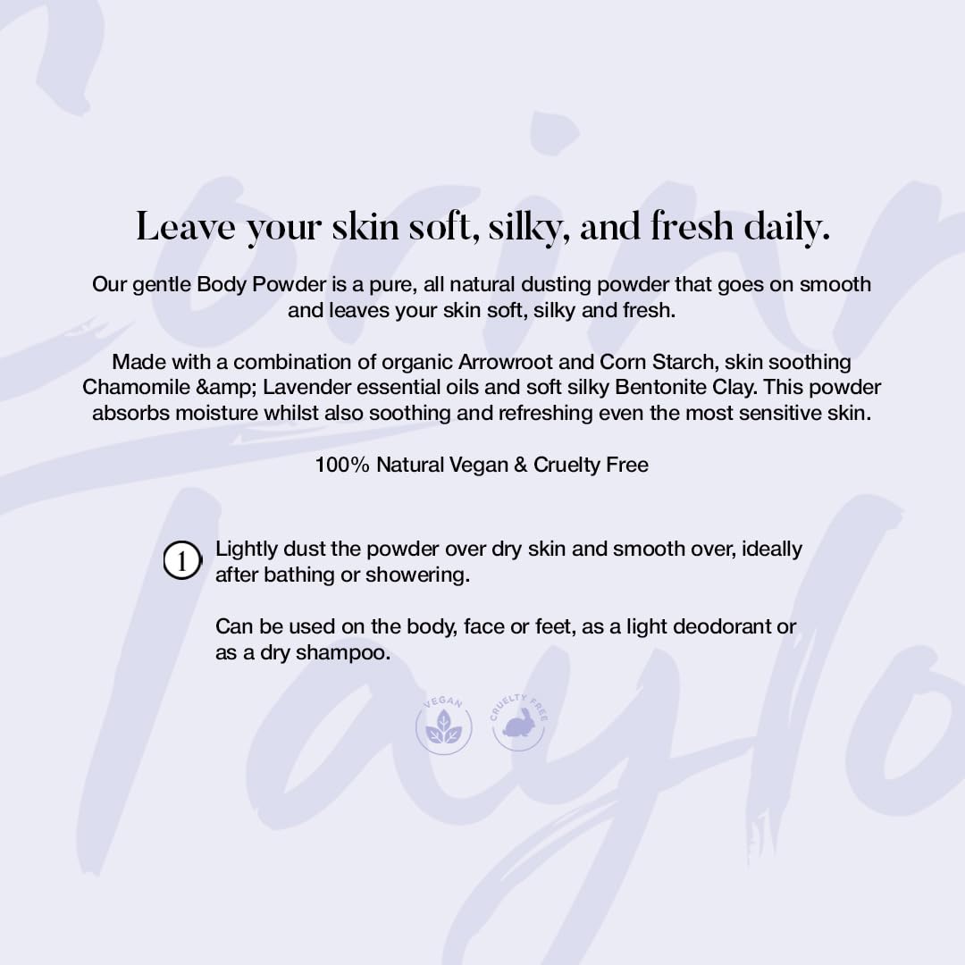 Corinne Taylor | Organic Body Powder | 100% Natural | Talc Free | Intimate Comfort | Chamomile & Lavender | Vegan | 85g