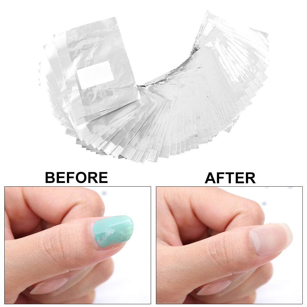 Keyohome 500Pcs Nail Foil Wraps Remover Aluminium Nail Art Soak Off Remover Gel Nail Polish Remover Foil Wraps with Pre-attached Lint-Free Cotton Pads
