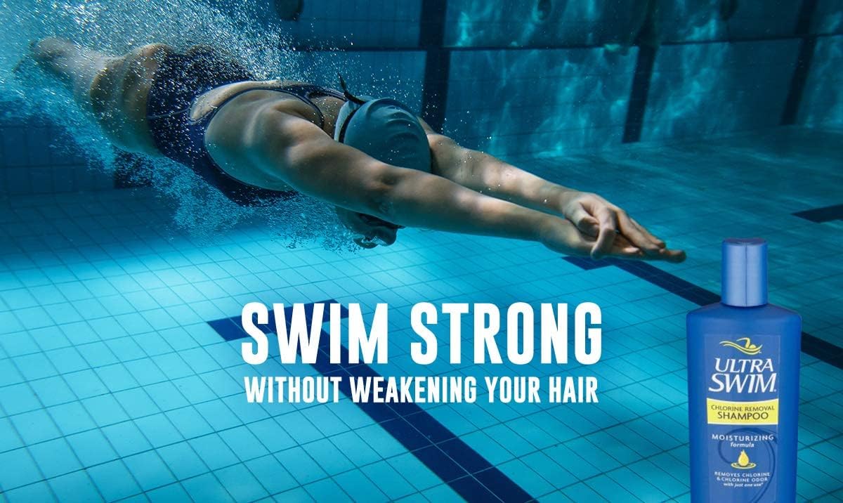 UltraSwim Chlorine Removal Shampoo. Moisturising Formula. Removes Chlorine and Chlorine Odour With Just One Use, Can Be Used After Every Swim. 207 Millilitres