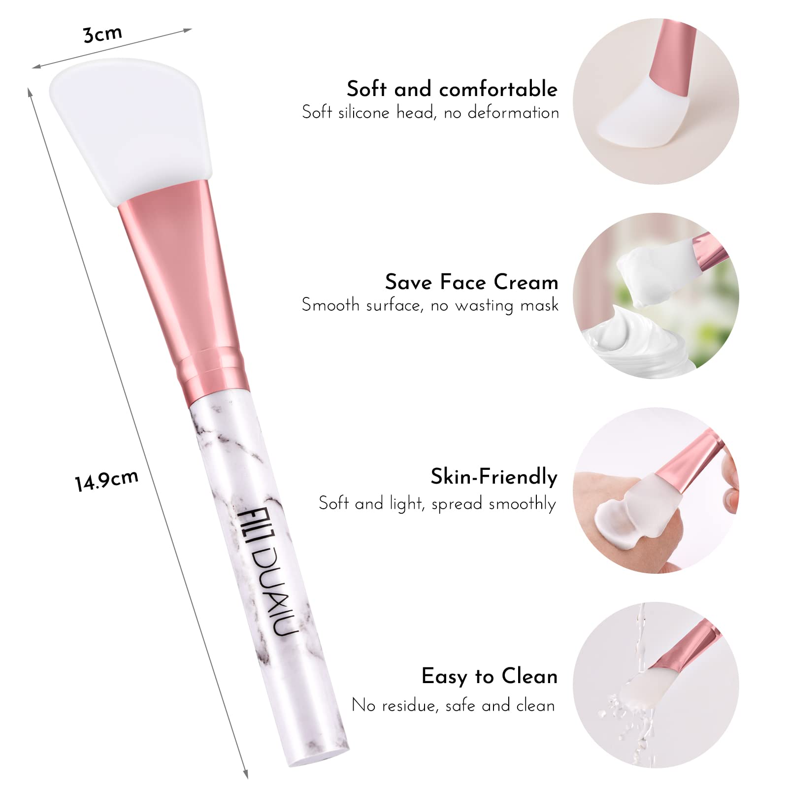 Silicone Face Mask Brush DUAIU Face Mask Applicator Silicone Brush Facial Tools and Facial Brush with Soft Silicone Head for Facial Mask, Eye Mask, Cream, Mud, Clay, Mixed Mask, DIY Mask (2PCS,Pink)