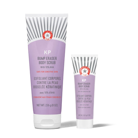 First Aid Beauty - KP Bump Eraser Body Scrub with 10% AHA, Keratosis Pilaris Skin Exfoliater with Glycolic and Lactic acids, Helps Reduce Chicken Skin Bumps, Safe for Sensitive Skin,226g + Bonus 56.7g