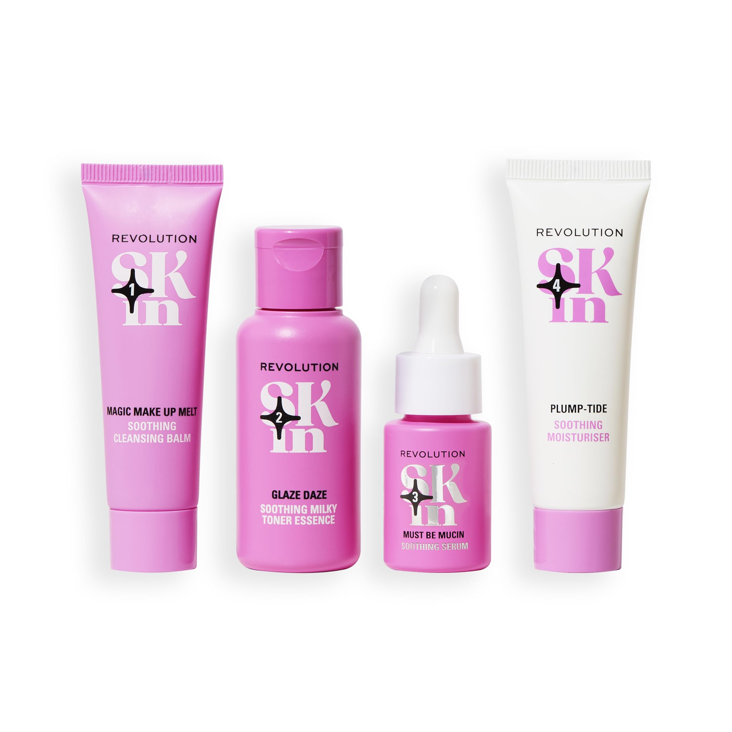 Revolution Skin, Go Gentle 4 Step Starter Kit, Skincare Set Includes Cleanser, Toner, Serum & Moisturiser, Vegan & Cruelty-Free, 4 Products Included