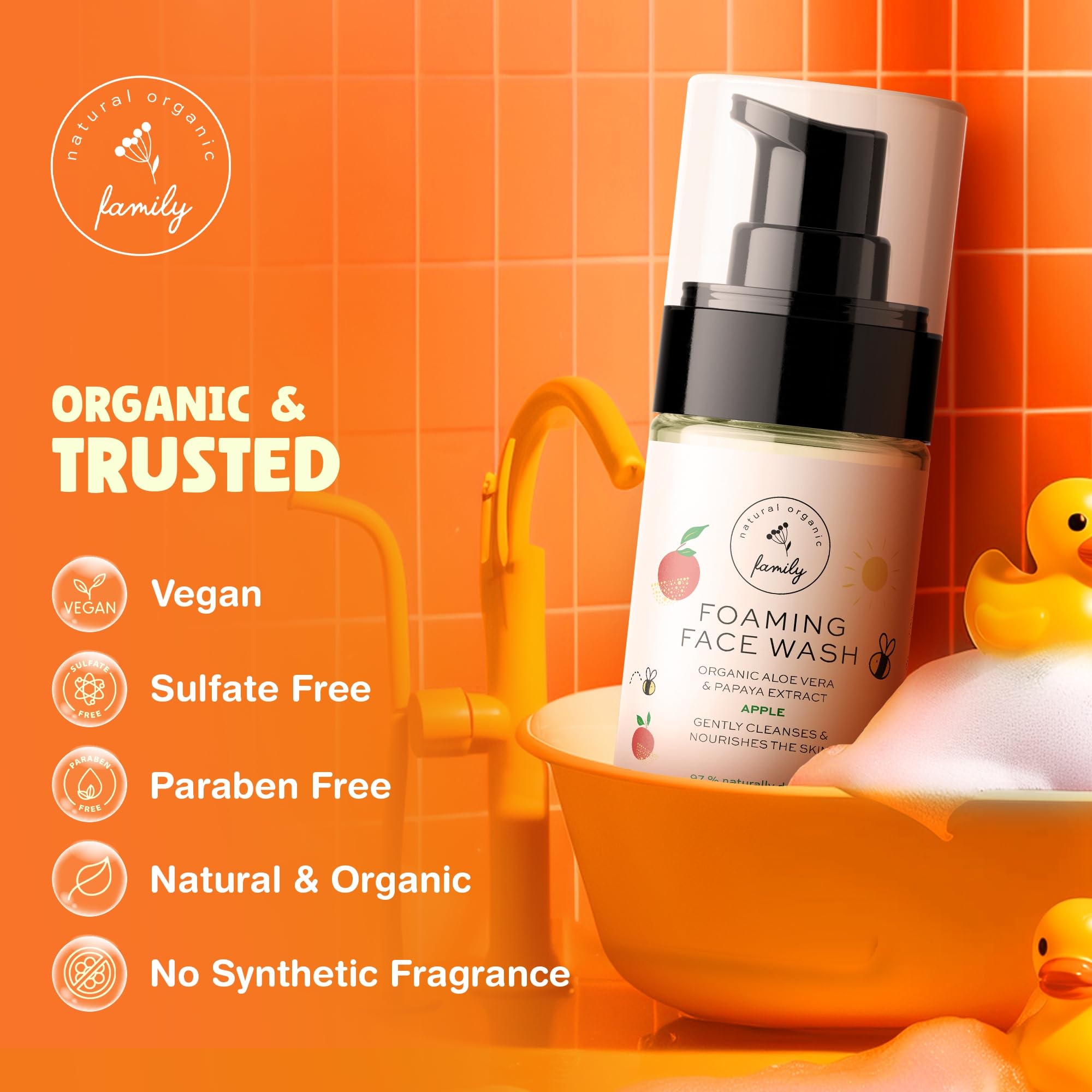 Kids Organic Foaming Face Wash - Natural Skincare for Teen Girls 10-12 - Gentle Facial Cleanser for Dry Sensitive Skin - Hydrating Exfoliating & Non Toxic Moisturiser Soap for Tweens & Preteens 8-12