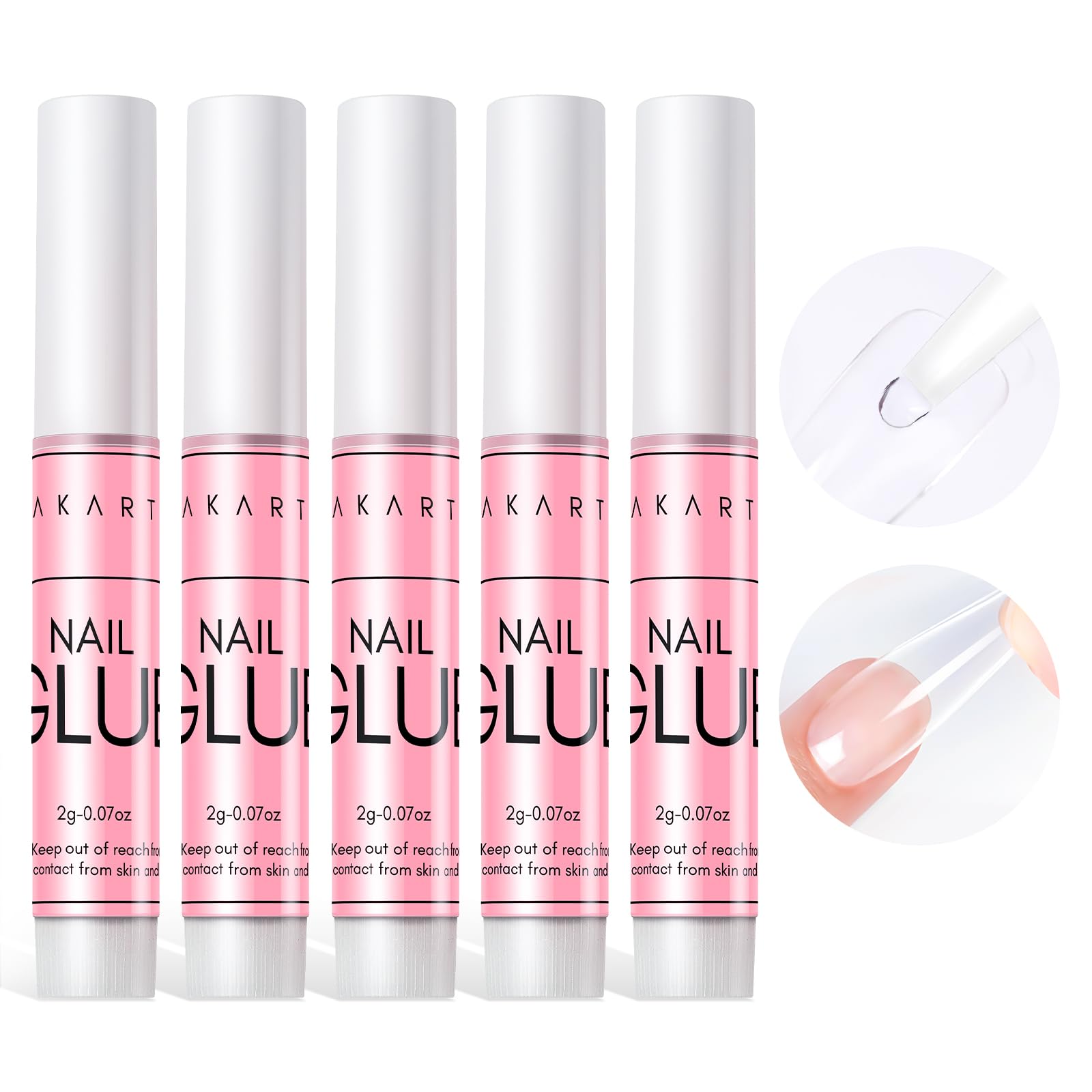 Makartt Super Strong Nail Glue for Press On Nails- Acrylic Nails Nail Tips Glue for Stick On Nails Long Lasting Nail Glue for Fake Nails Broken Nails Repair Professional Nail Adhesive Bond 0.07oz 5Pcs