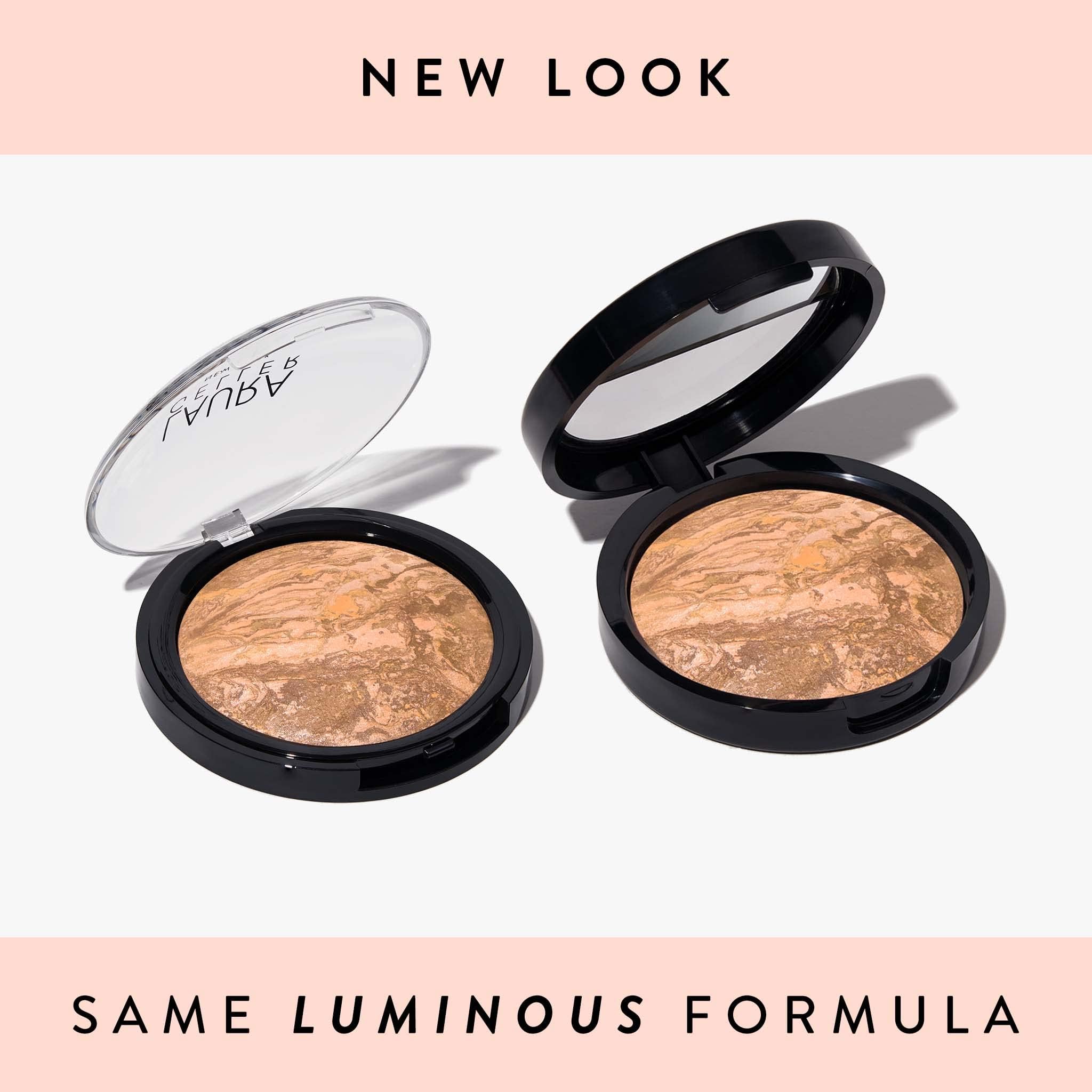 LAURA GELLER Baked Balance-n-Glow Illuminating Powder Foundation (Porcelain) Buildable Sheer to Light Coverage Baked Foundation, Satin Finish