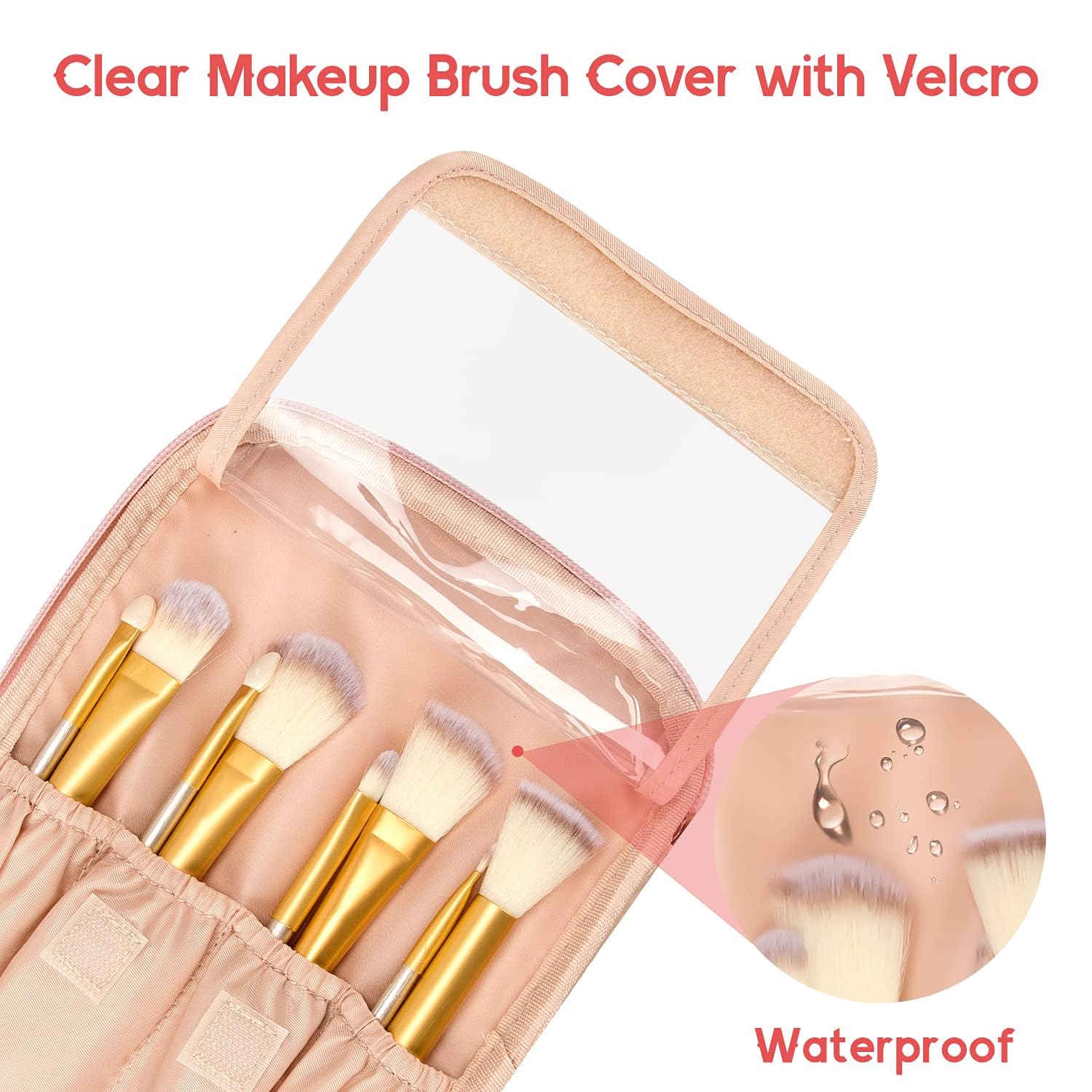 Travel Makeup Bag, Portable Cosmetic Bag with Makeup Brushes Organiser Large Capacity Toiletry Bags Holiday Essentials for Women, Pink