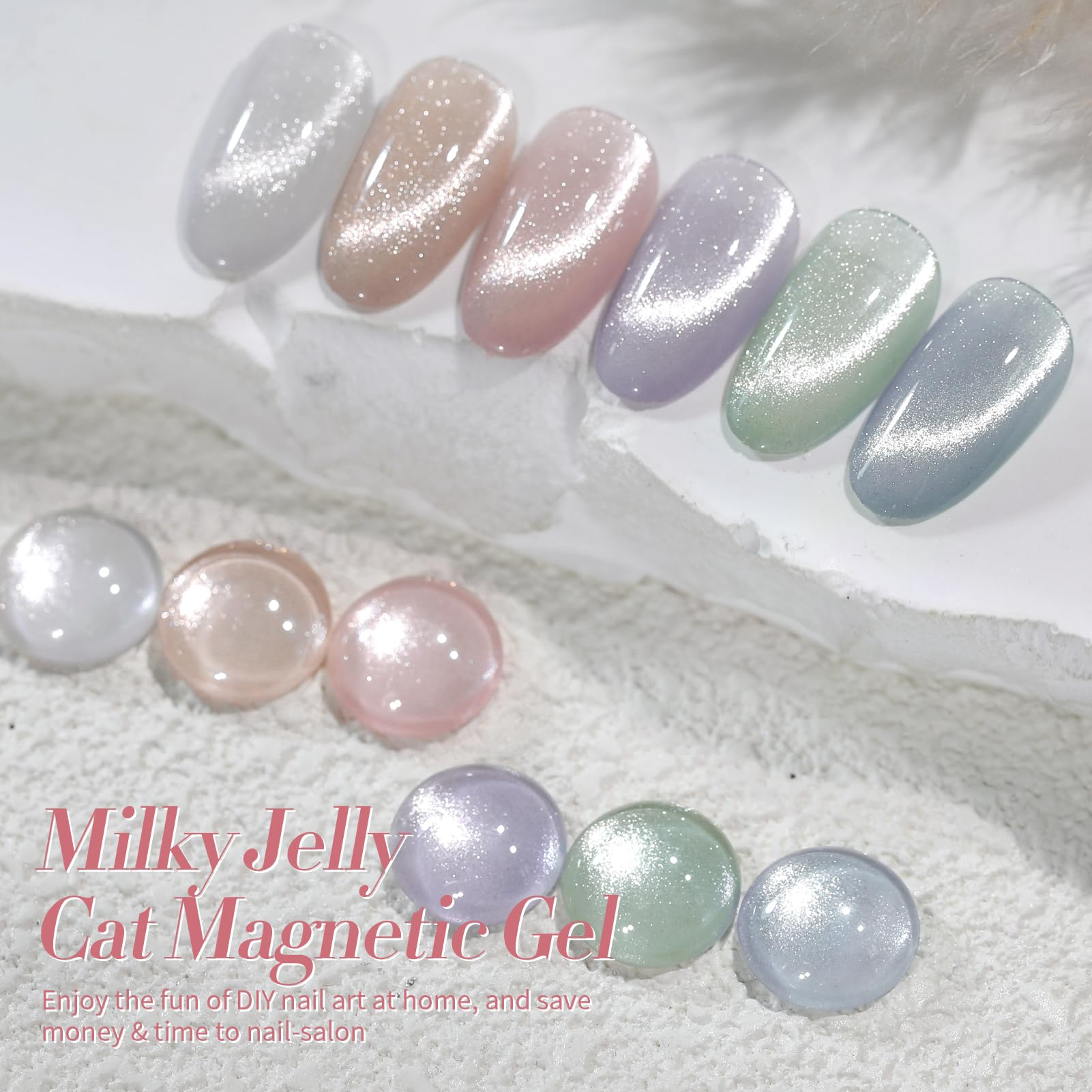 BORN PRETTY 6-Piece Magnetic Gel Nail Polish Set, Iridescent Glitter Gel, Cat Magnetic Eye Effect, Galaxy Series, Soak-Off, U V/LED Gel, Nail Art Salon DIY Home