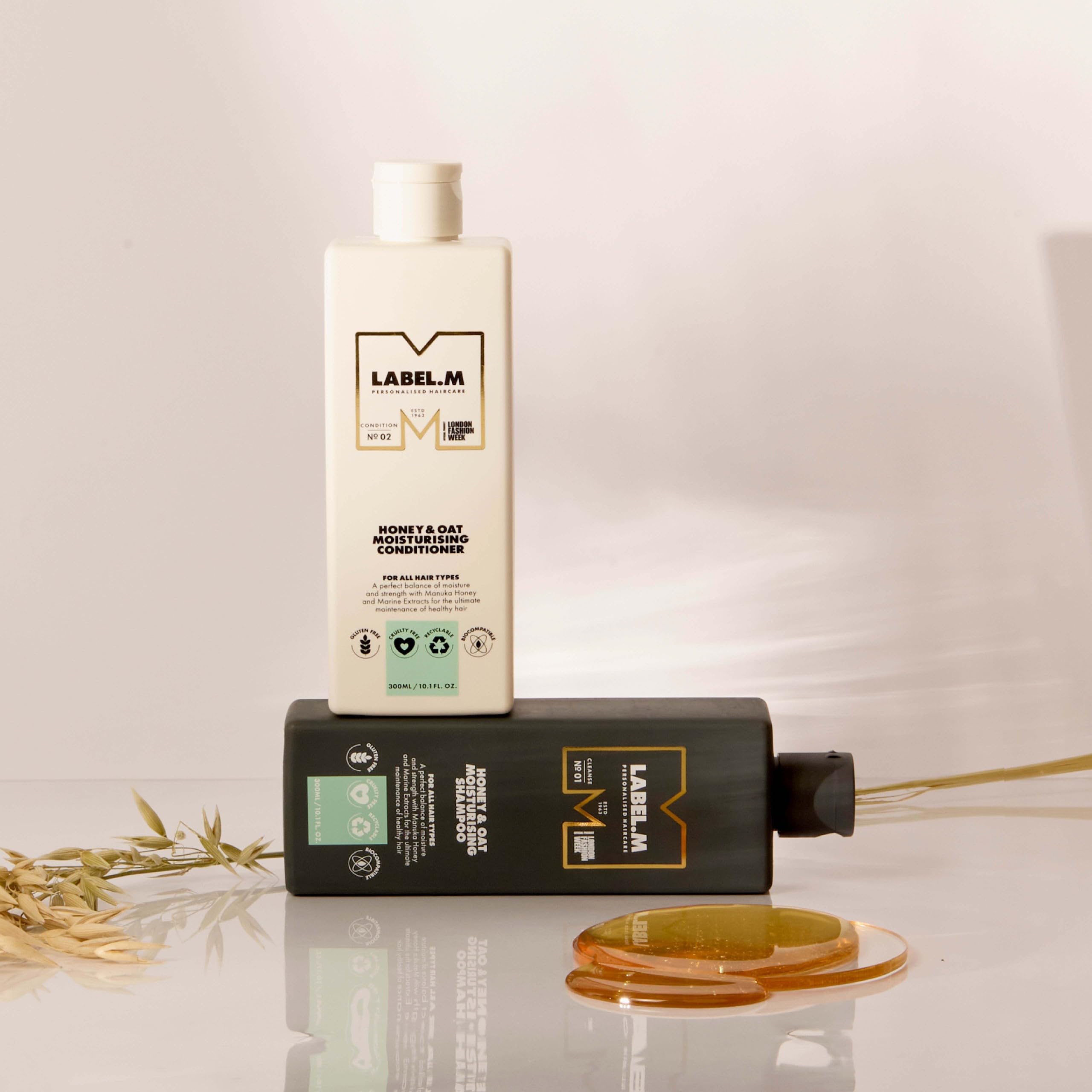 LABEL.M Honey & Oat Moisturising Shampoo 300ml – With Recyclable Pump