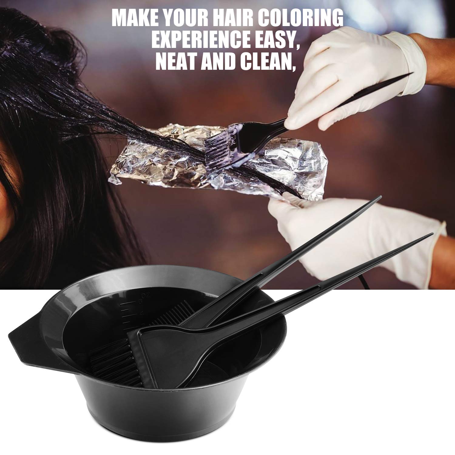 Hair Coloring Dyeing Kit, Gezimetie Hair Dyeing Tool Set, Brush Double-sided Coloring Comb and Bowl Set Kit DIY Salon