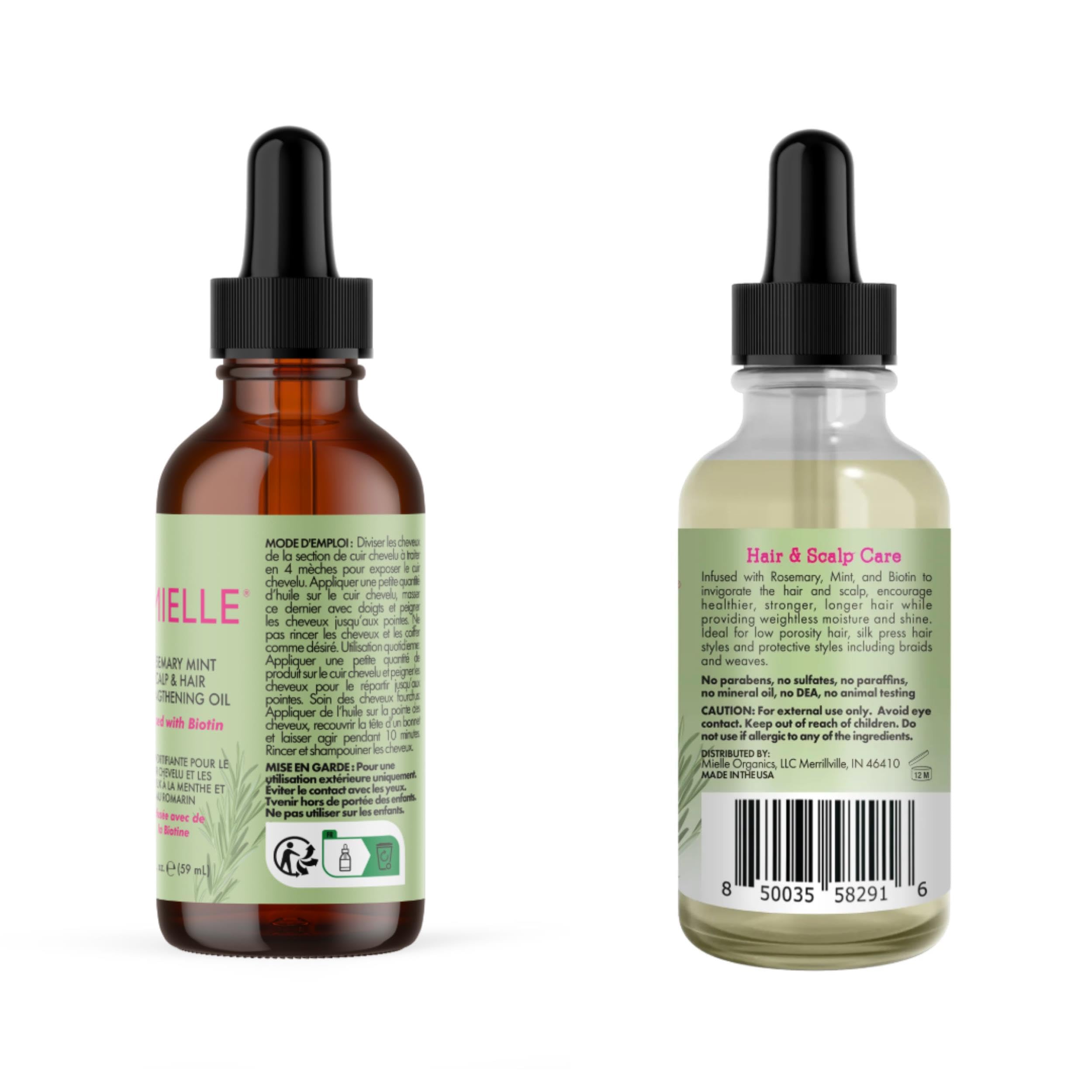 Mielle Rosemary Mint Scalp and Hair Strengthening 1 x Regular Oil 59 ml & 1 x Light Oil 59 ml Bundle