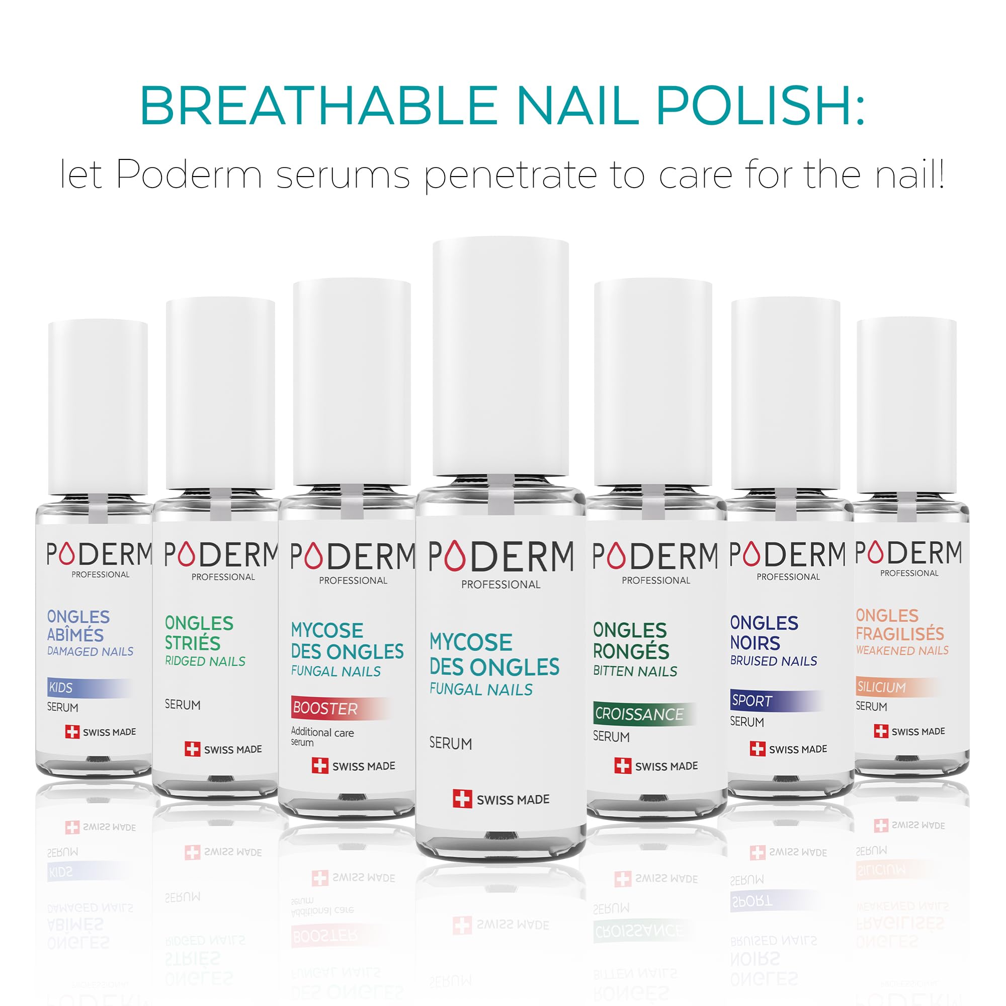 PODERM - Protective BASE COAT - Enriched with TEA TREE - Ensures long-lasting colour - Prevention & Treatment for Yellow/Damaged Nails - Natural & Vegan Ingredients - Swiss Lab