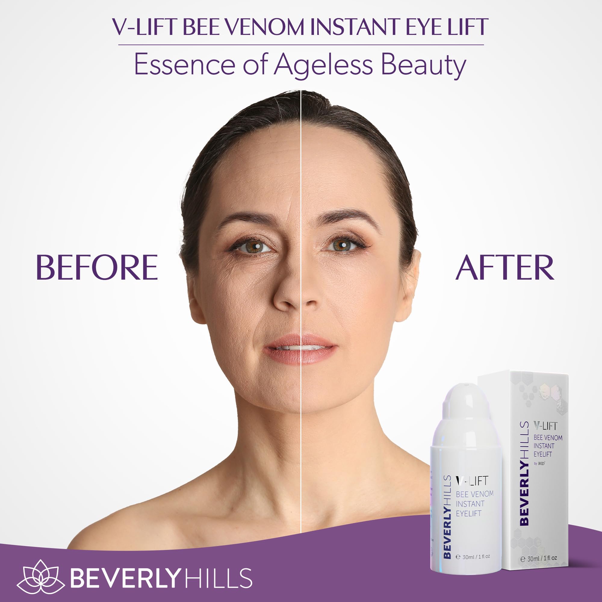 BEVERLY HILLS V-Lift Instant Eye Lift and Tuck Bee Venom Serum for Treating Puffy Eyes, Dark Circles, and Wrinkles