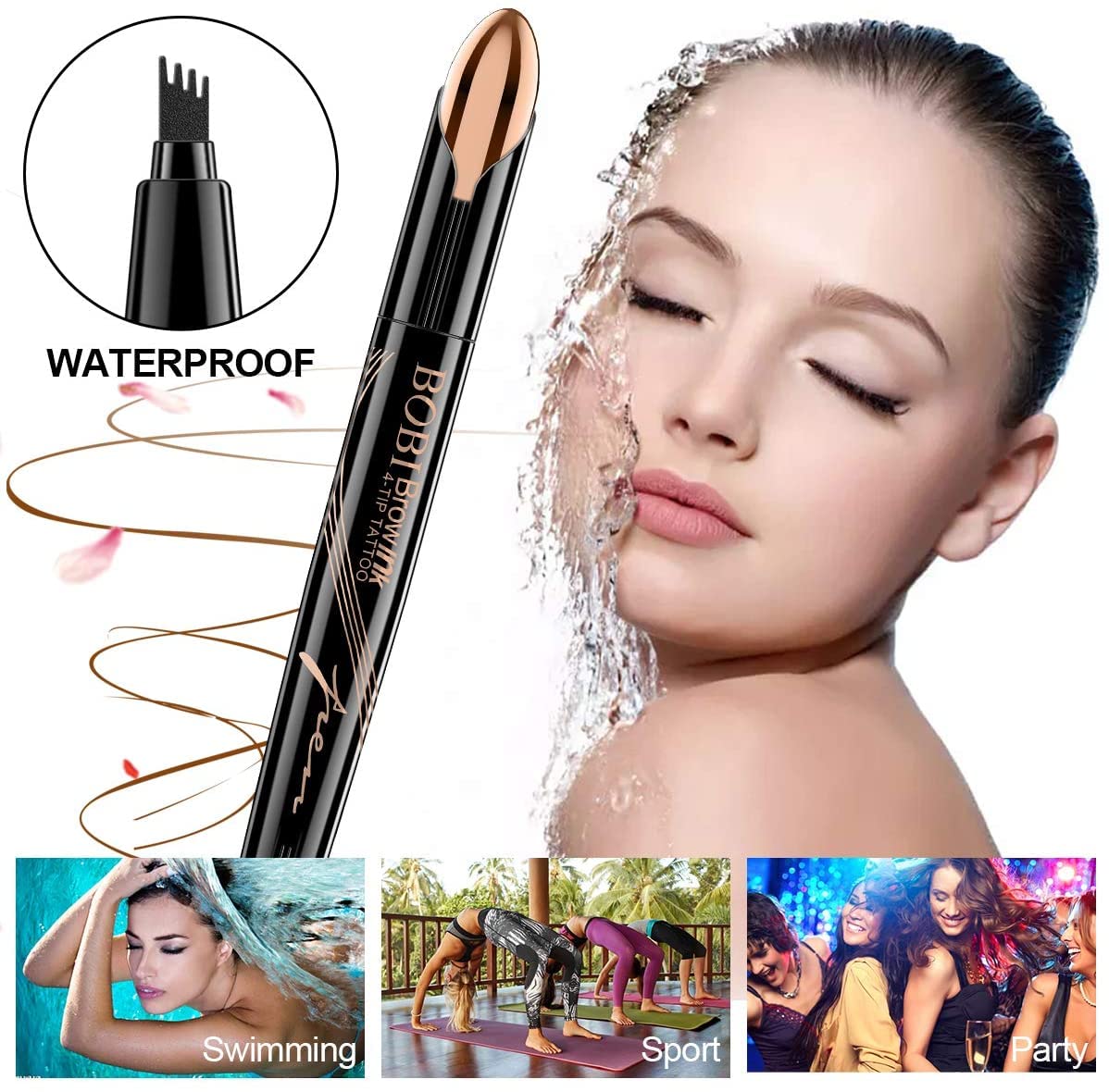Eyebrow Pencil - Tattoo Eyebrow Pen with Fork Tip Long-lasting Waterproof Microblading Eyebrow Pen and Smudgeproof Brow Pen for Naturally Defined Eyebrows(Dark Brown)