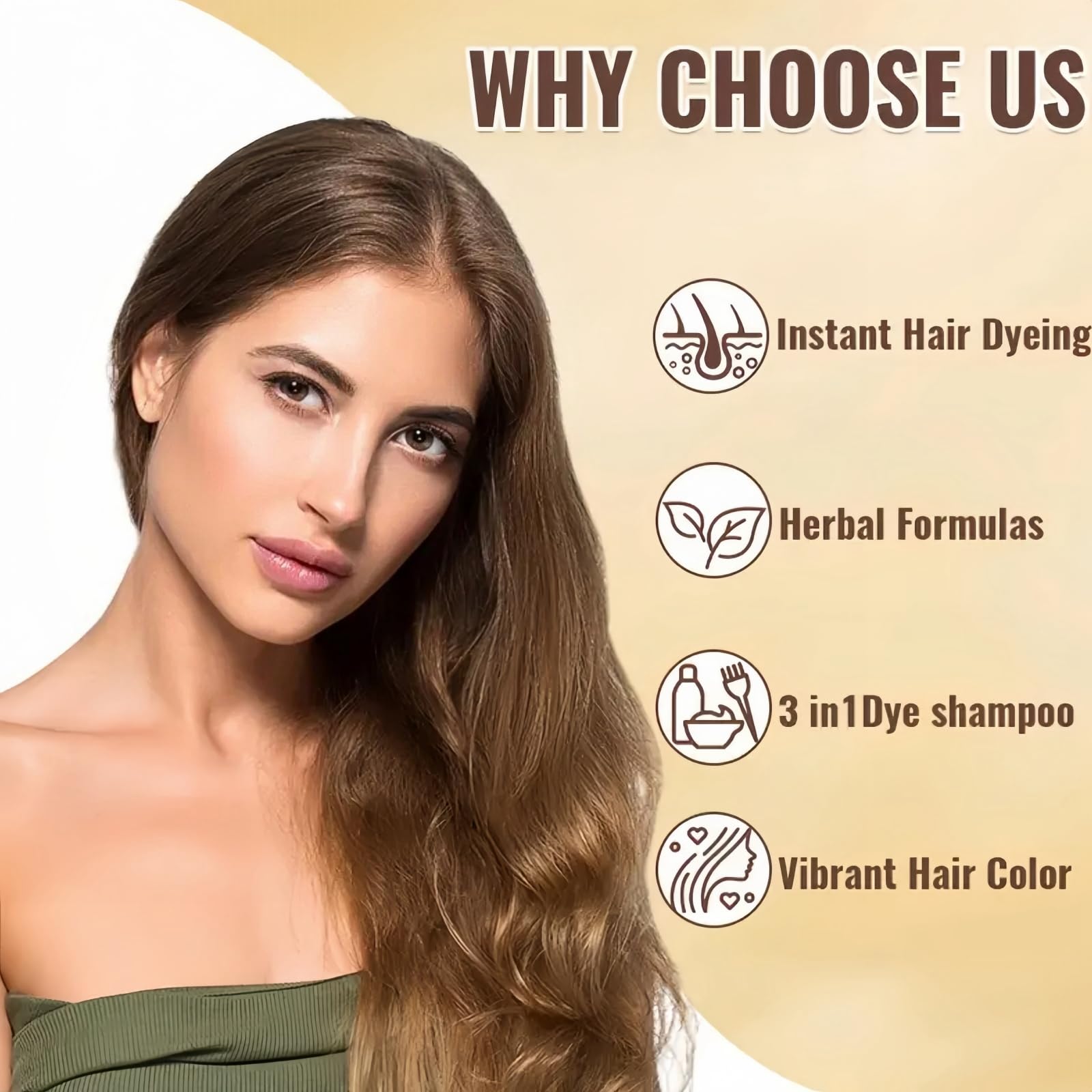 Polar Hair Dye Shampoo,3 in 1 Shampoo for Color Treated Hair,Brown Hair Dye,Natural Plant Hair Dy/e Sham/poo,Pol/ar Hair Care,Ha/ir Care Instant Dye Sham/poo,Ha/ir Dye Pure Plant Extract(Light Brown)