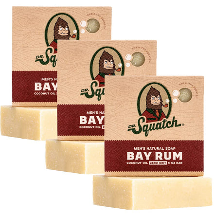 Dr. Squatch All Natural Soap Bar for Men, 3 Pack - Bay Rum