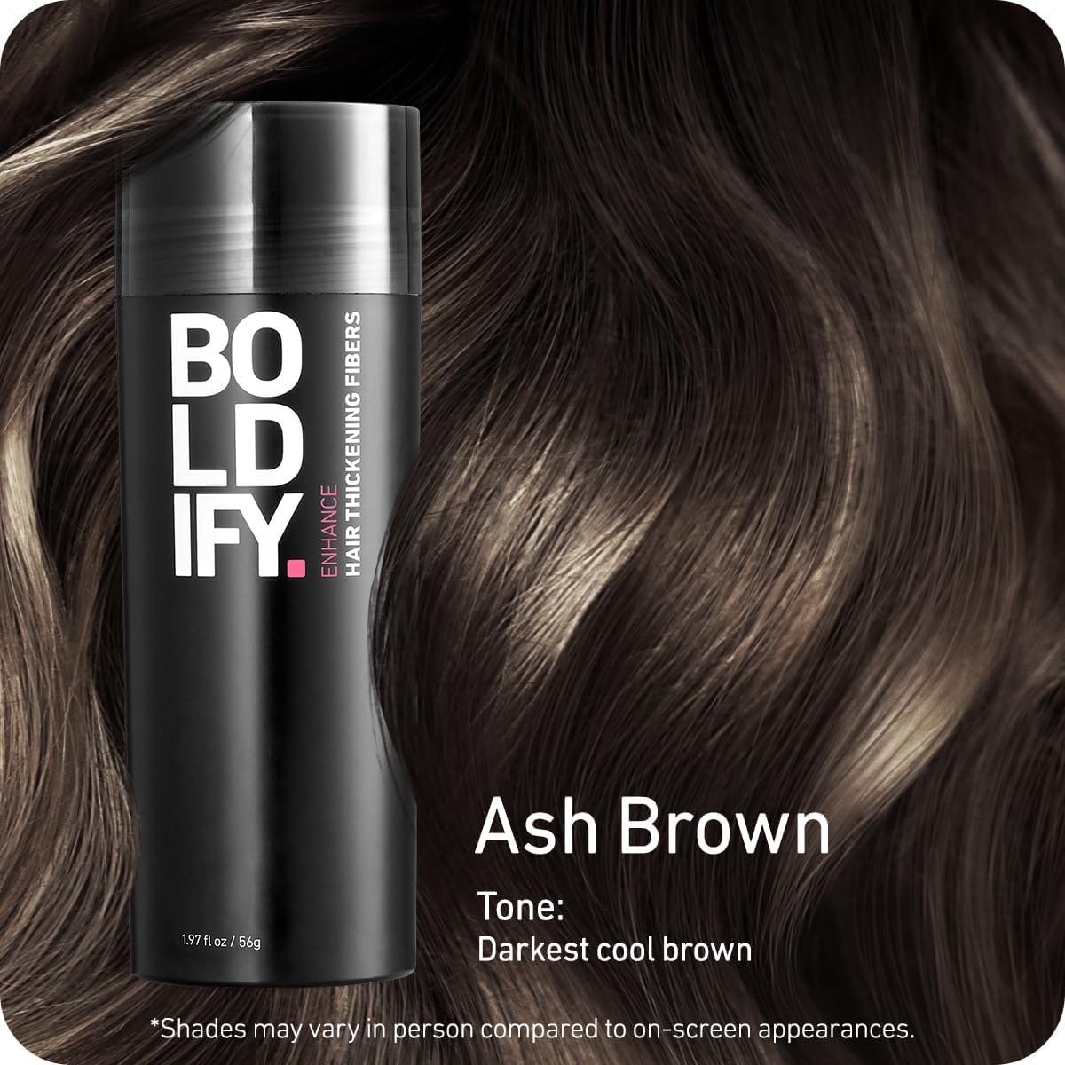 BOLDIFY Hair Fibres (56g) - Fill In Thinning and Fine Hair for an Instantly Fuller, Thicker Look - 14 Shades for Women and Men - Ash Brown