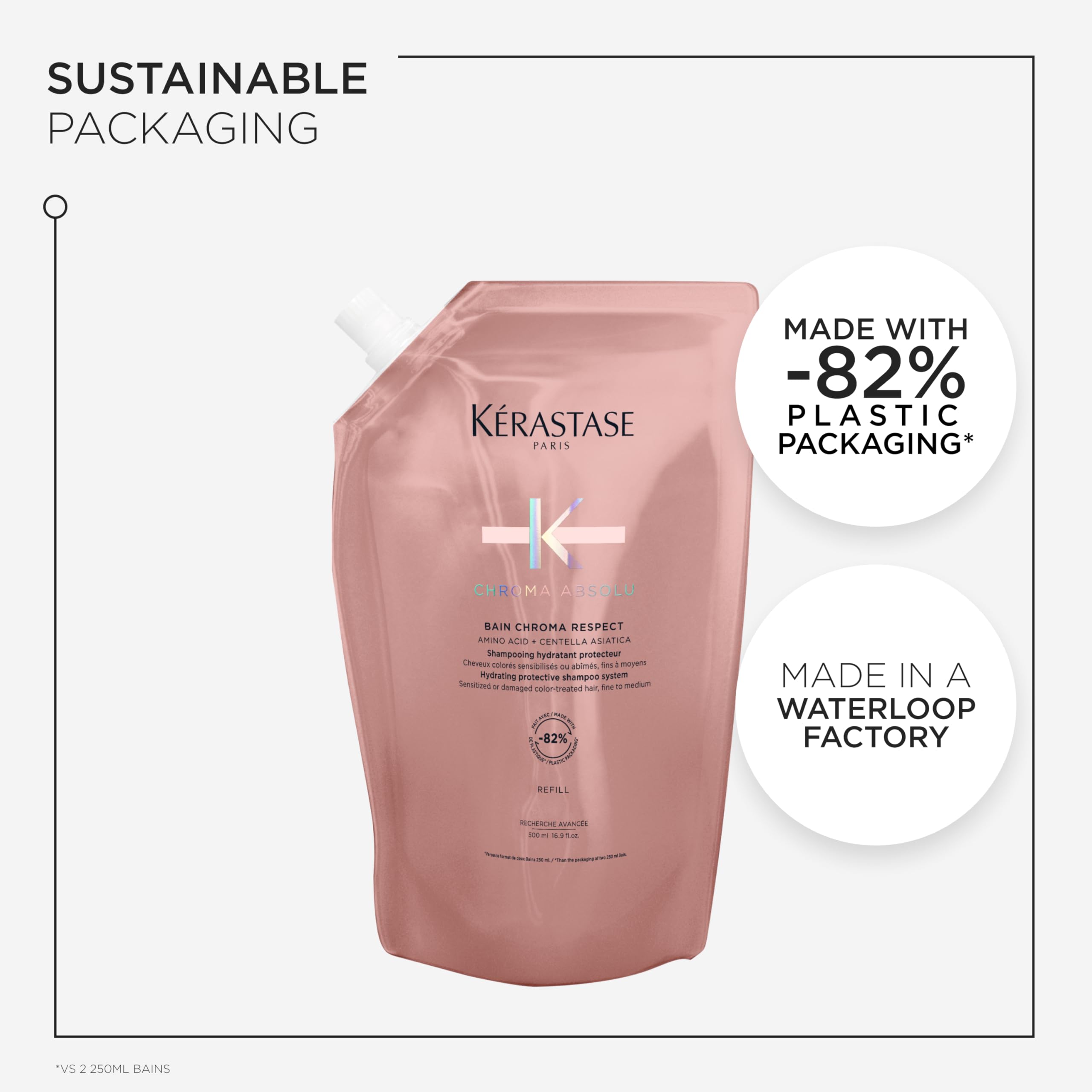 Kerastase Chroma Absolu Bain Riche Chroma Respect Shampoo - Gentle Hydration, Preserves Color Intensity, For Fine to Medium Hair, 500ml Refill