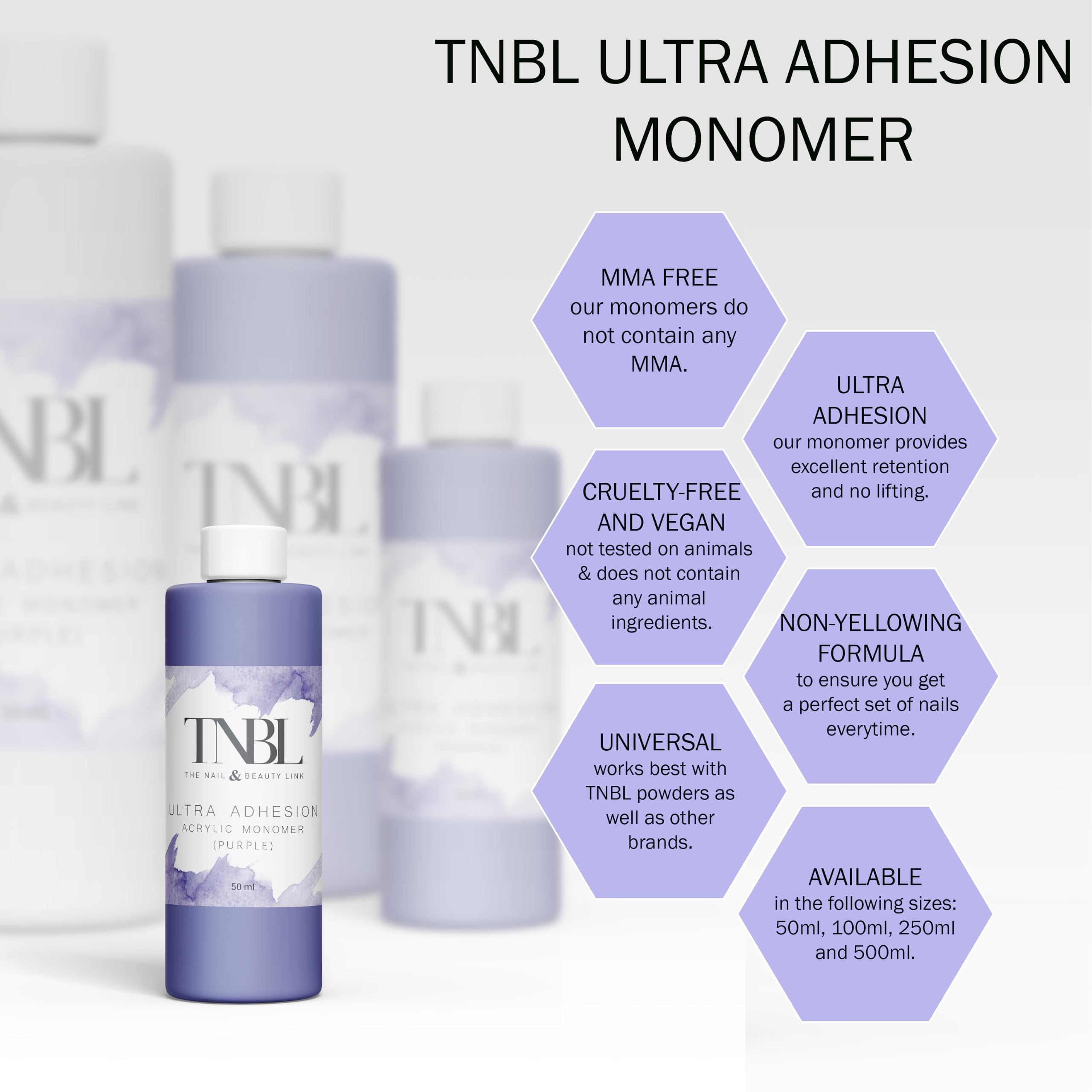 TNBL Ultra Adhesive Acrylic Liquid Monomer (100mL, Purple)