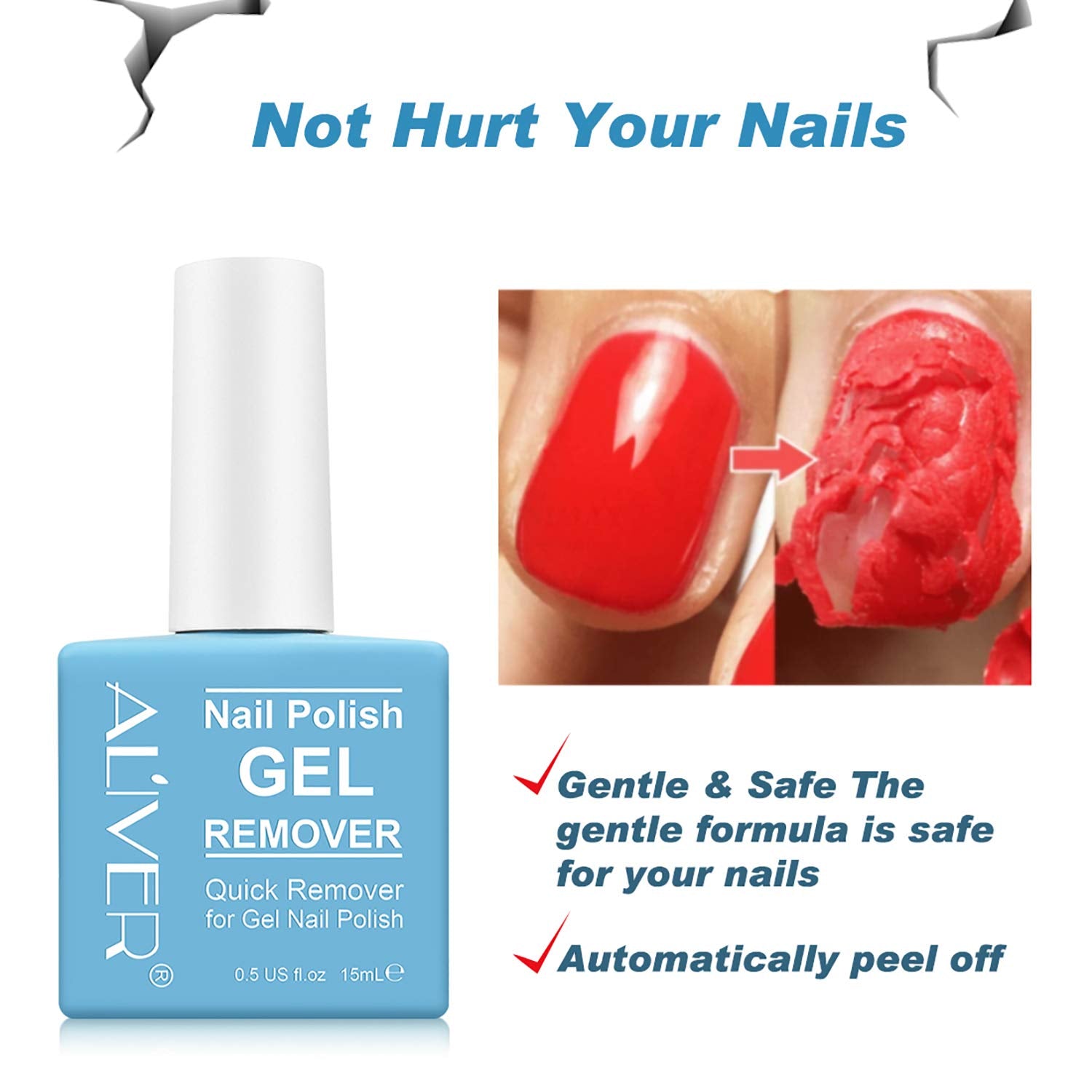Gel Nail Polish Remover 2 pack, Professional Nail Varnish Remover, Easily & Quickly Remove Soak Off Gel Polish, Doesn't Hurt Nails, for UV Plastic Nails, Acrylic Nails, Natural Nails Blue