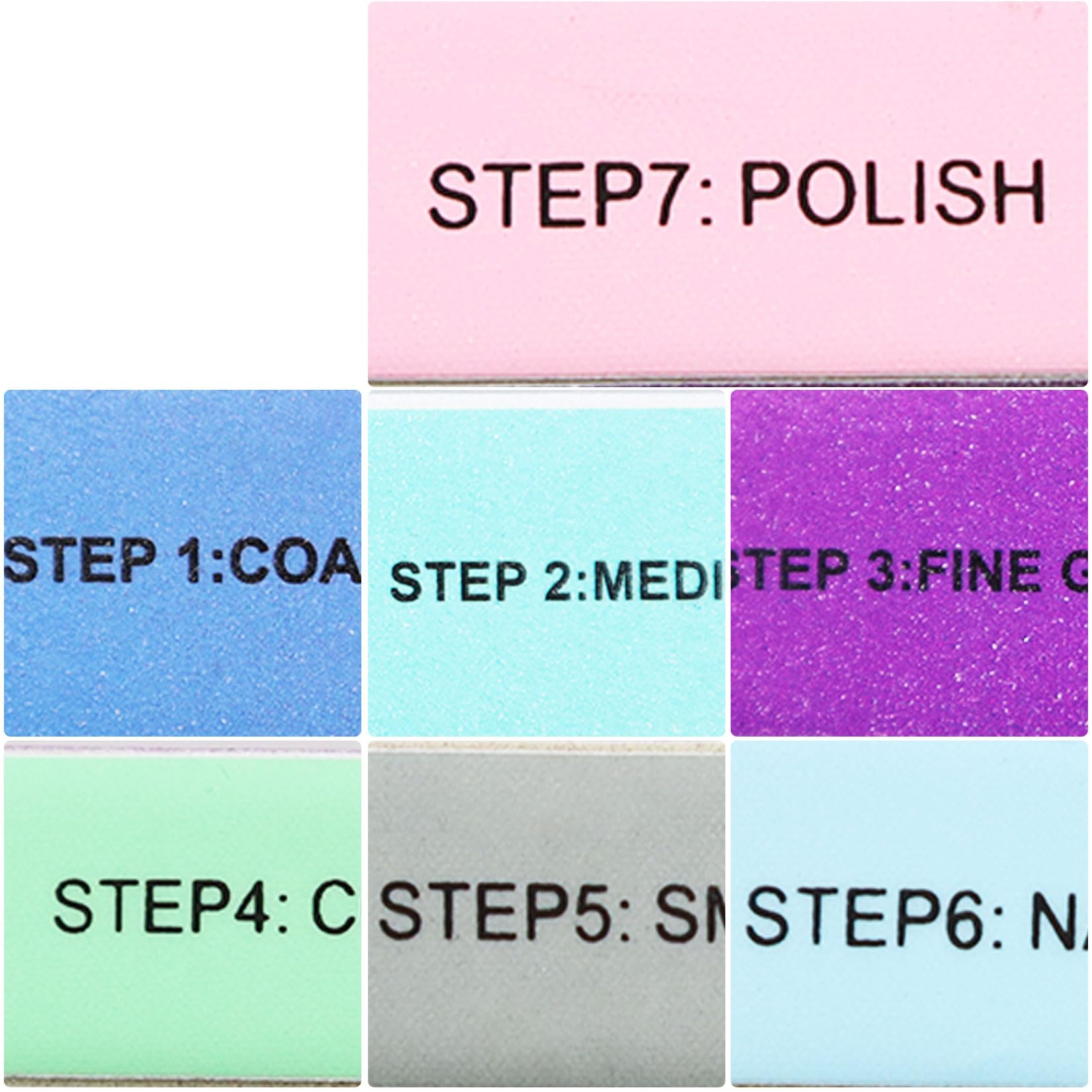 2Pcs Nail Buffer, 7-Sided Nail Buffer Blocks, Professional Nail Files, Manicure Sanding File for Natural Nails Acrylic Nail Polishing Nails