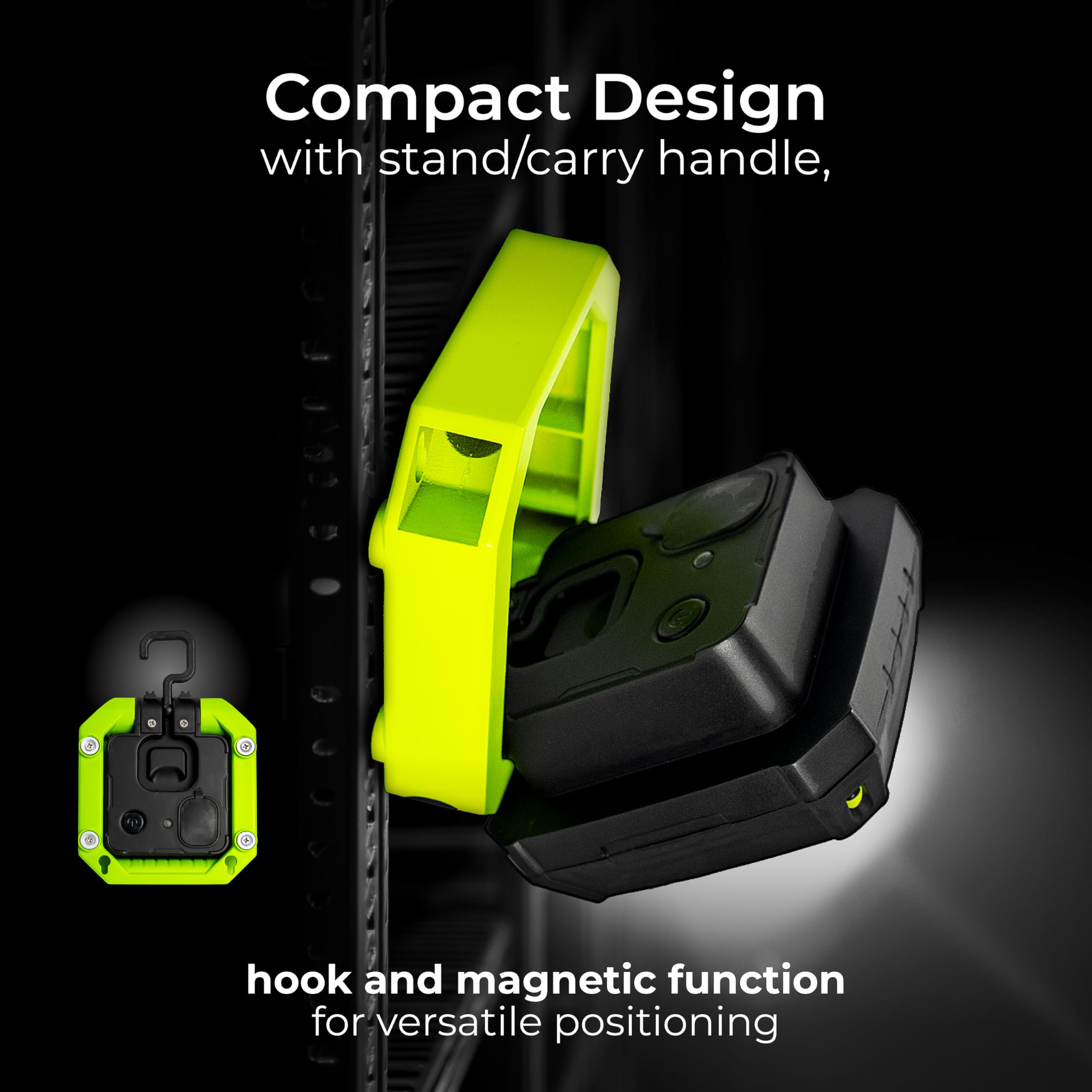 Luceco Compact Magnetic USB Charged Work Light, Green