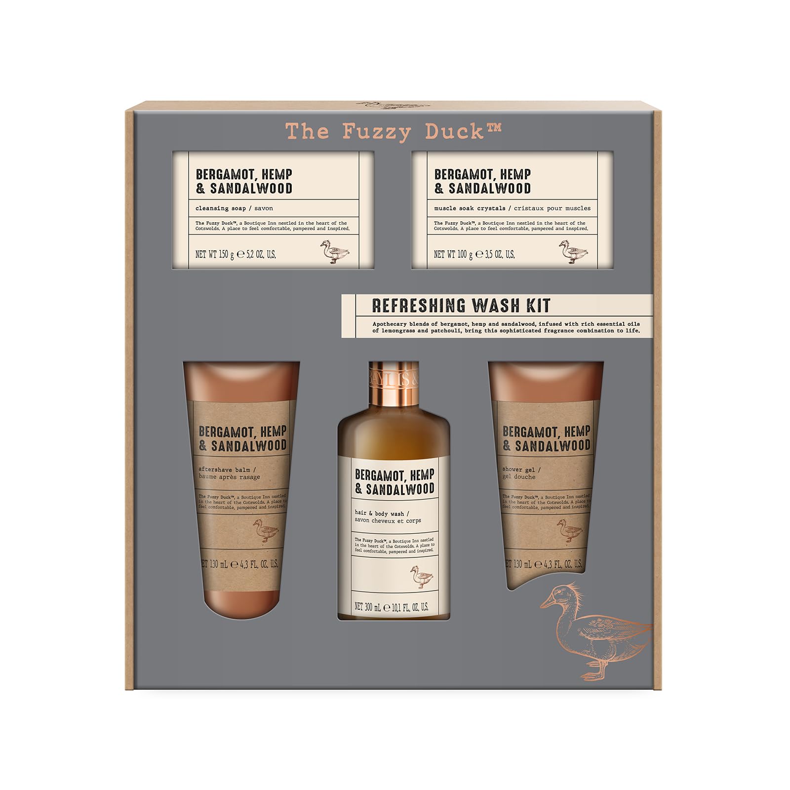 Baylis & Harding Bergamot, Hemp & Sandalwood Refreshing Wash Kit Gift Set - Vegan Friendly (Pack of 1)