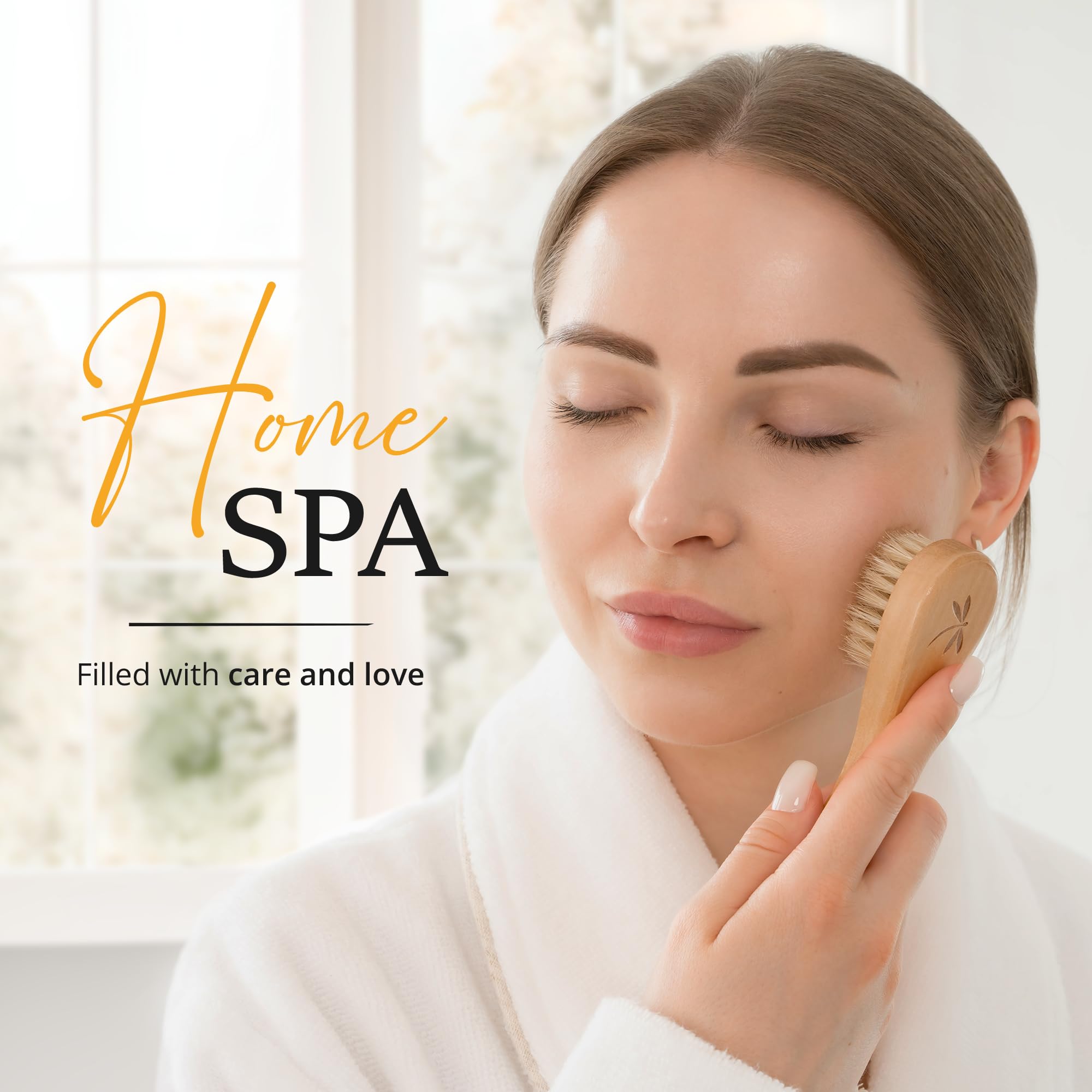 Belula Premium Dry Brushing Body Brush Set- Natural Boar Bristle BodyBrush, Exfoliating FaceBrush & One Pair Bath & Shower Gloves. Free Bag & How to – Great Gift for A Glowing Skin & Healthy Body