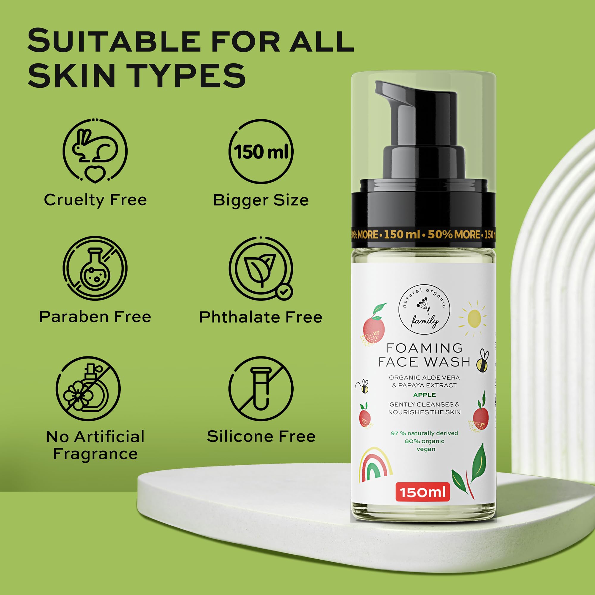 Kids Organic Foaming Face Wash - Natural Skincare for Teen Girls 10-12 - Gentle Facial Cleanser for Dry Sensitive Skin - Hydrating Exfoliating & Non Toxic Moisturiser Soap for Tweens & Preteens 8-12