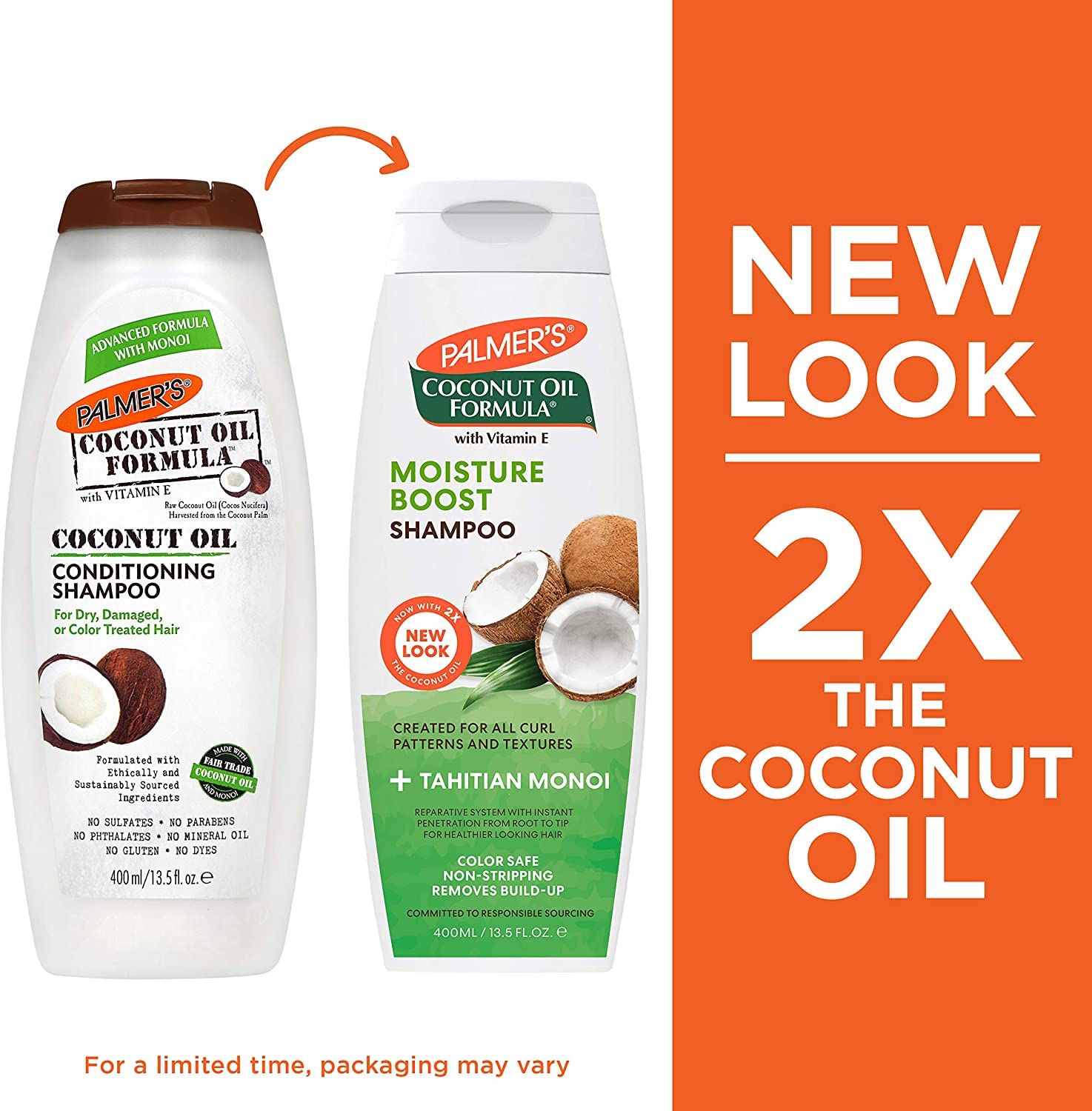 Palmer's / Coconut Oil Formula Moisture Boost / Shampoo & Conditioner / Deal , 400 ml (Pack of 2), 1.0 count
