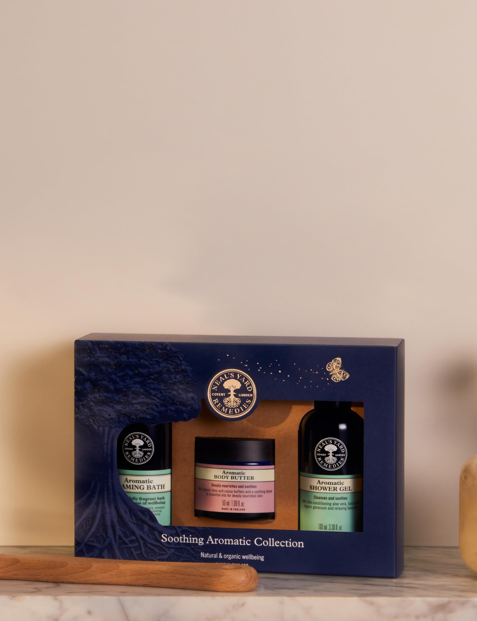 Neal's Yard Remedies Soothing Aromatic Gift Set With Bath Soak, Body Butter & Shower Gel, Cruelty-Free, Set of 3